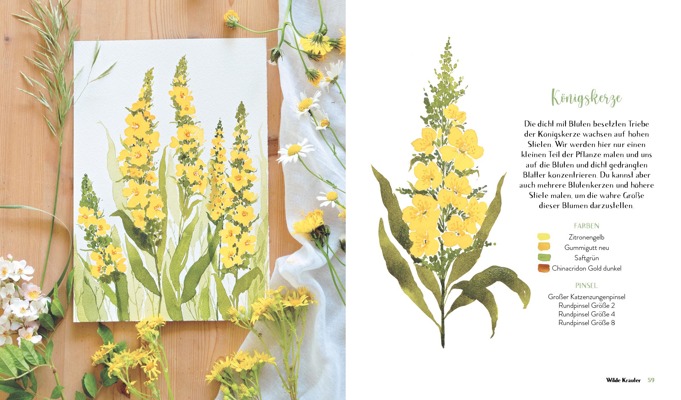 Beispielinhalt (Bild) Wildflower Watercolor - Blumen-Aquarelle malen