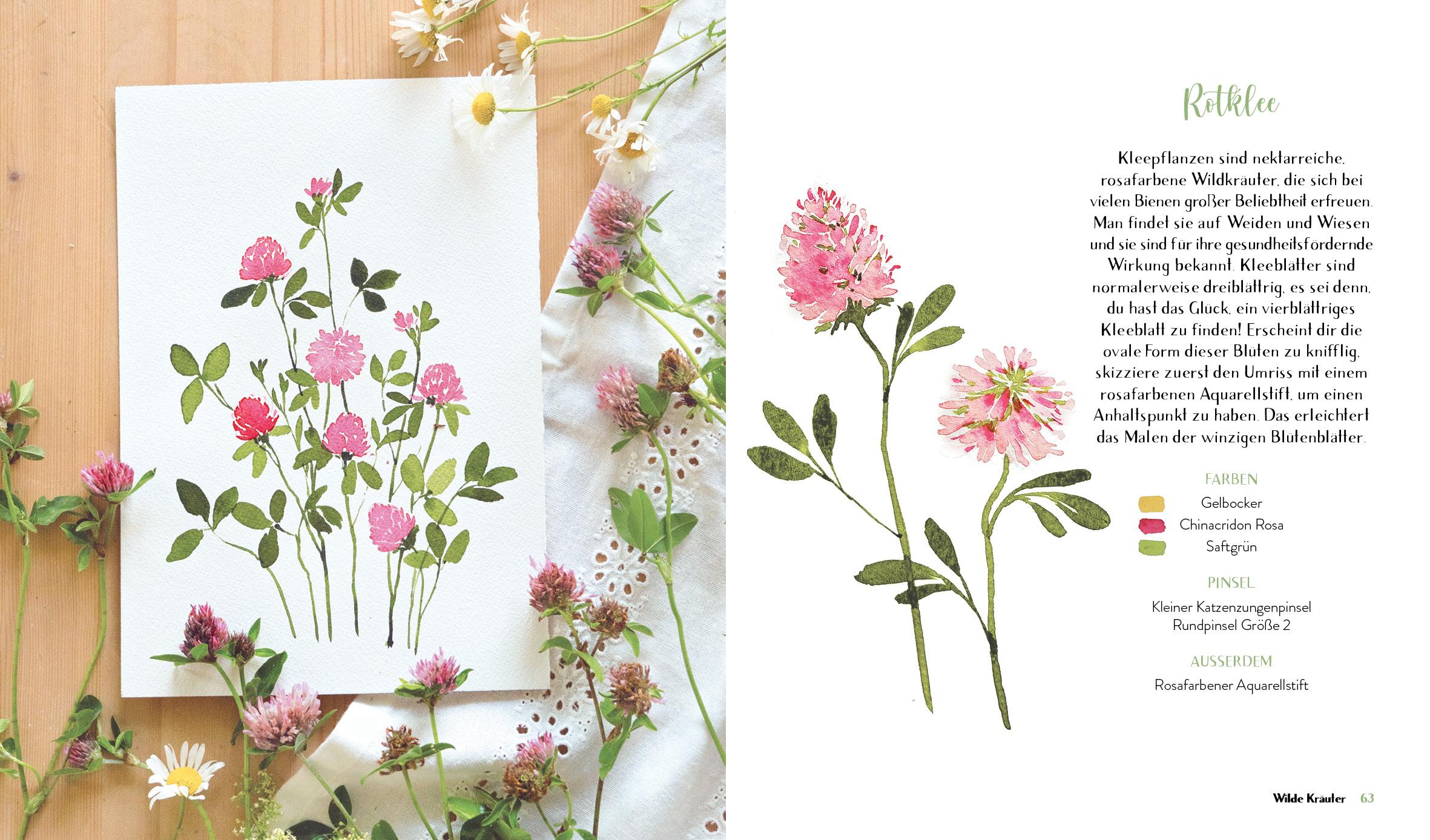 Beispielinhalt (Bild) Wildflower Watercolor - Blumen-Aquarelle malen
