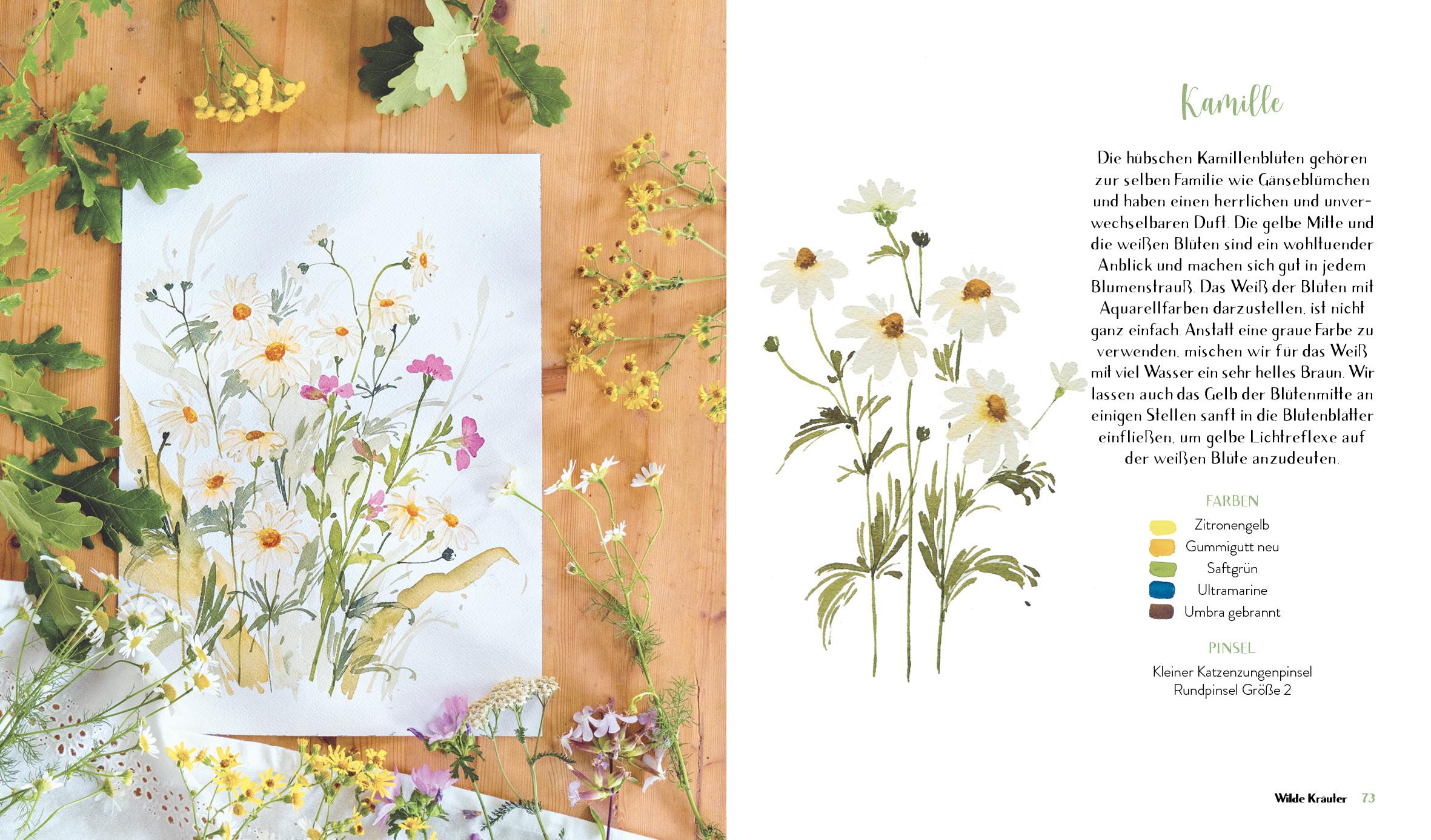 Beispielinhalt (Bild) Wildflower Watercolor - Blumen-Aquarelle malen