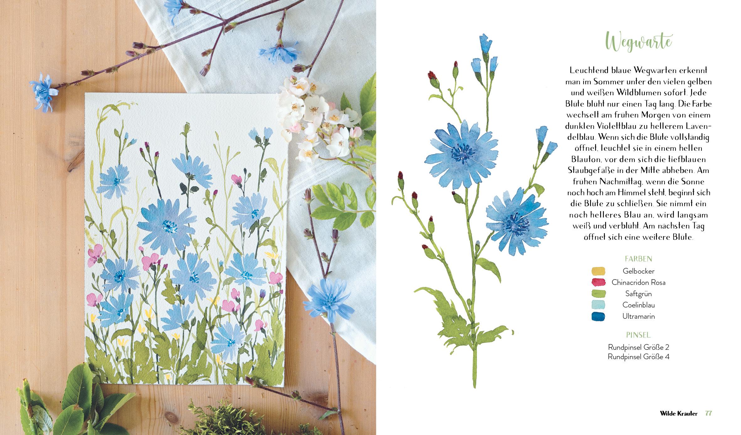 Beispielinhalt (Bild) Wildflower Watercolor - Blumen-Aquarelle malen