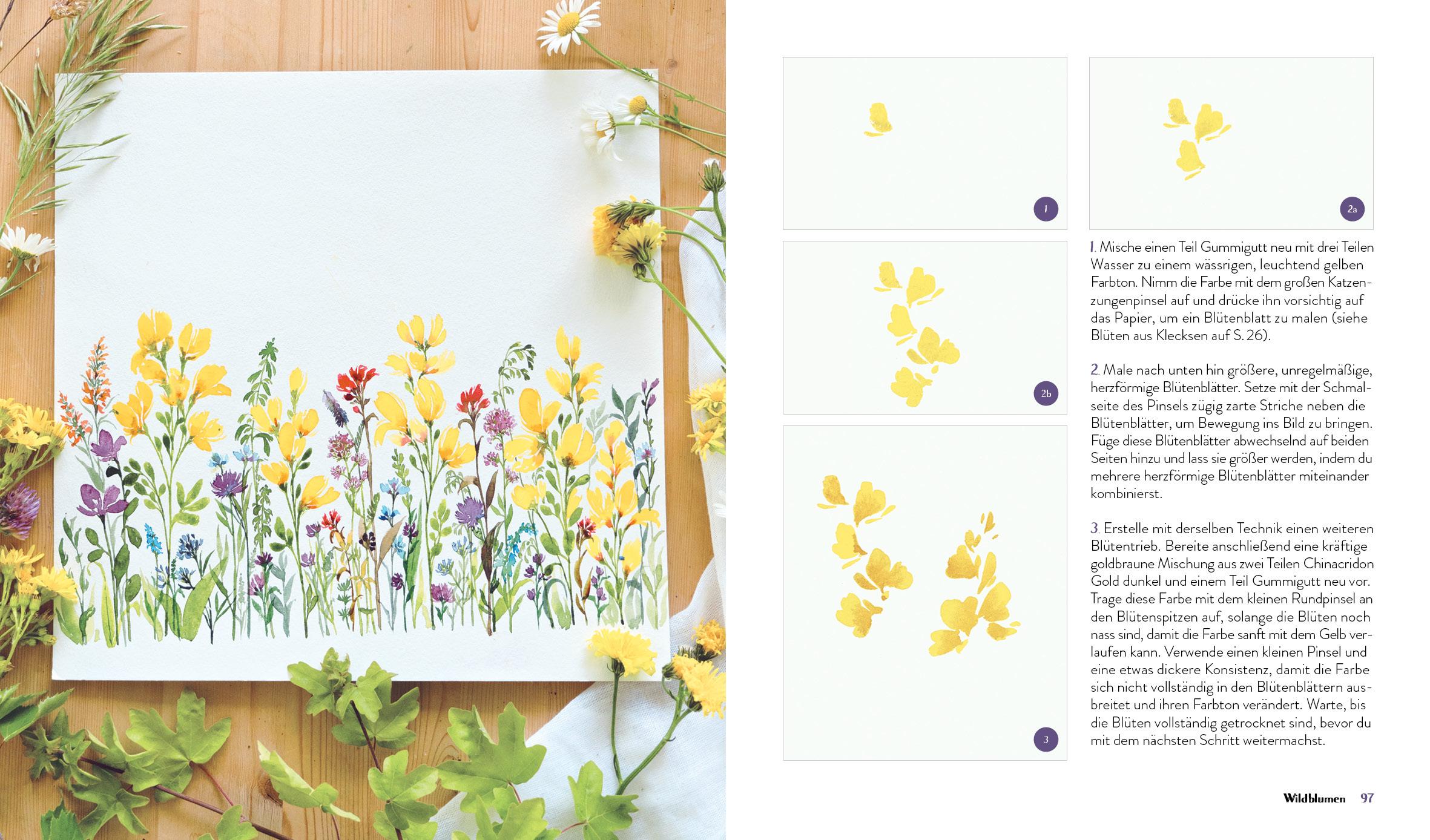 Beispielinhalt (Bild) Wildflower Watercolor - Blumen-Aquarelle malen