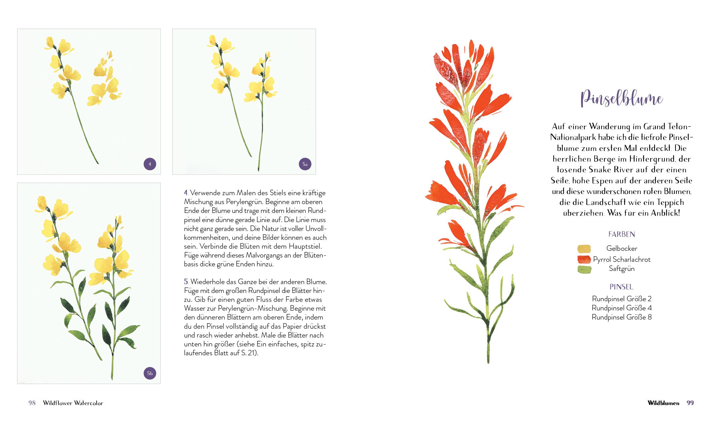 Beispielinhalt (Bild) Wildflower Watercolor - Blumen-Aquarelle malen