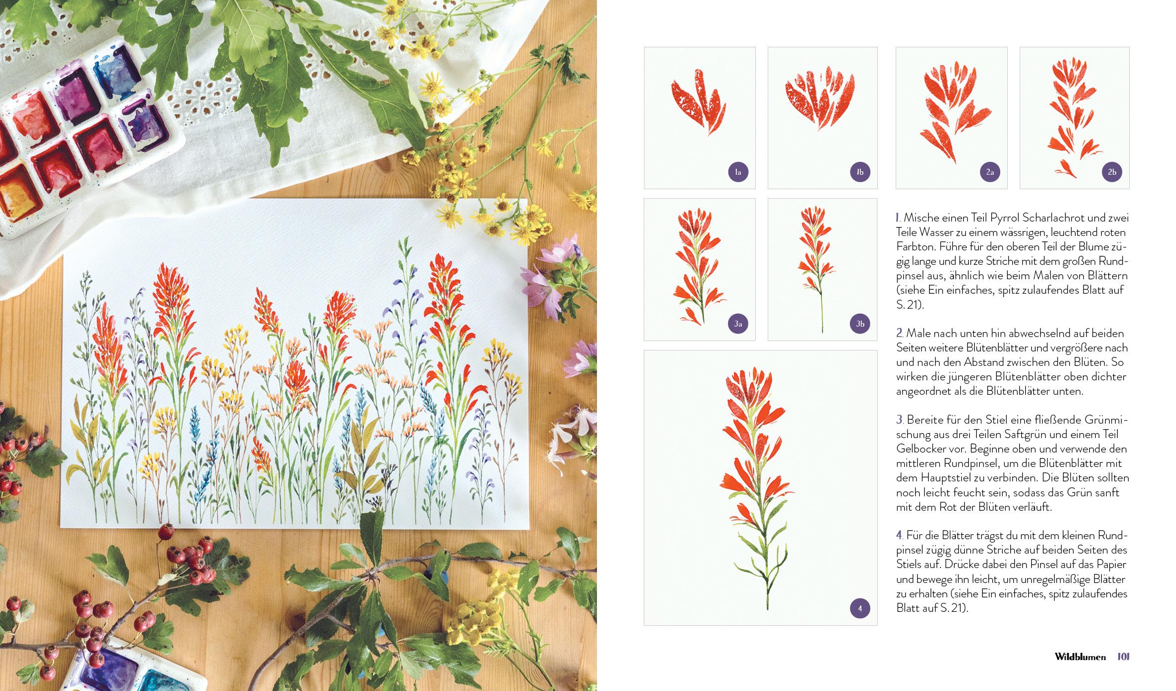 Beispielinhalt (Bild) Wildflower Watercolor - Blumen-Aquarelle malen