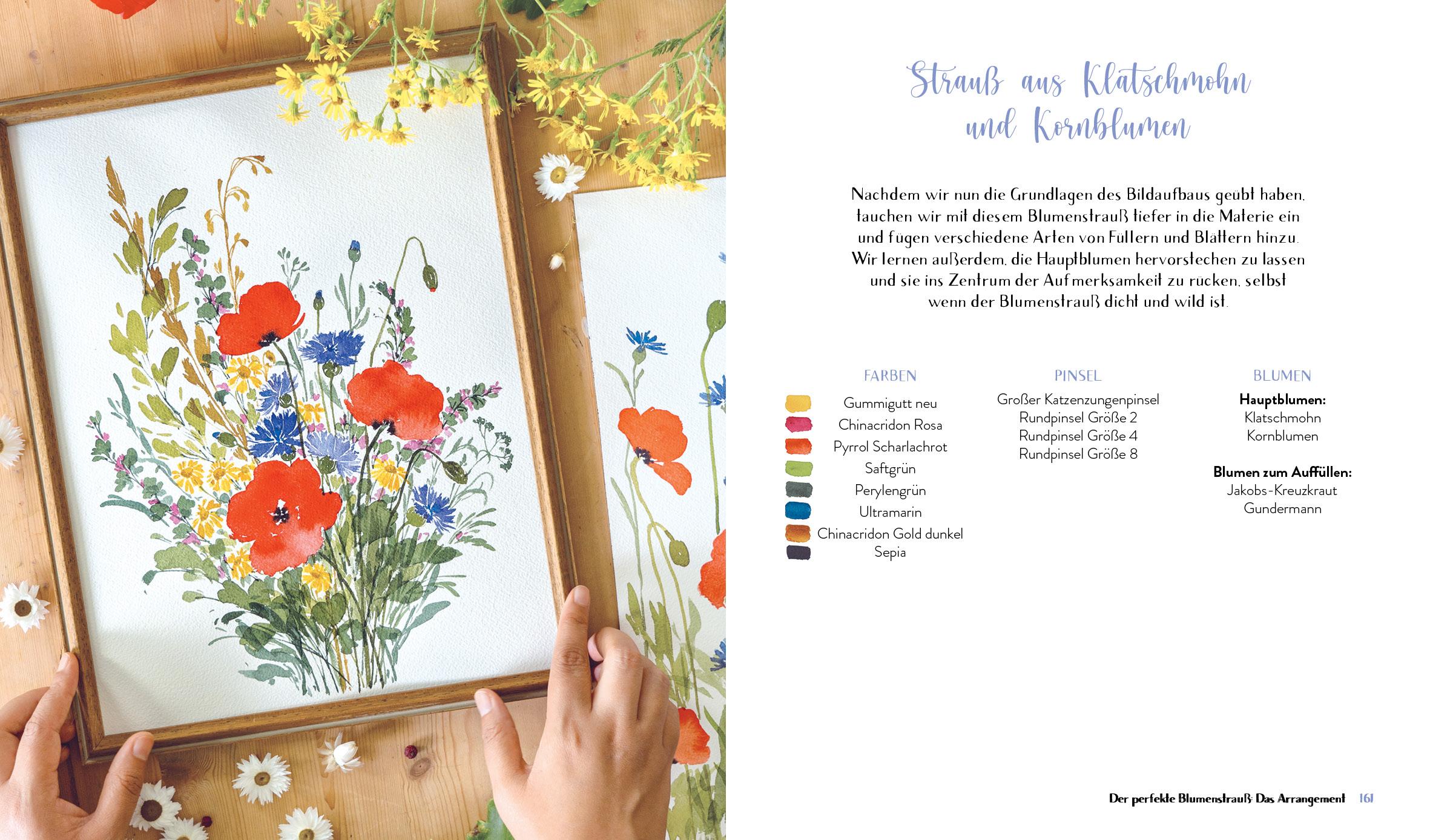 Beispielinhalt (Bild) Wildflower Watercolor - Blumen-Aquarelle malen