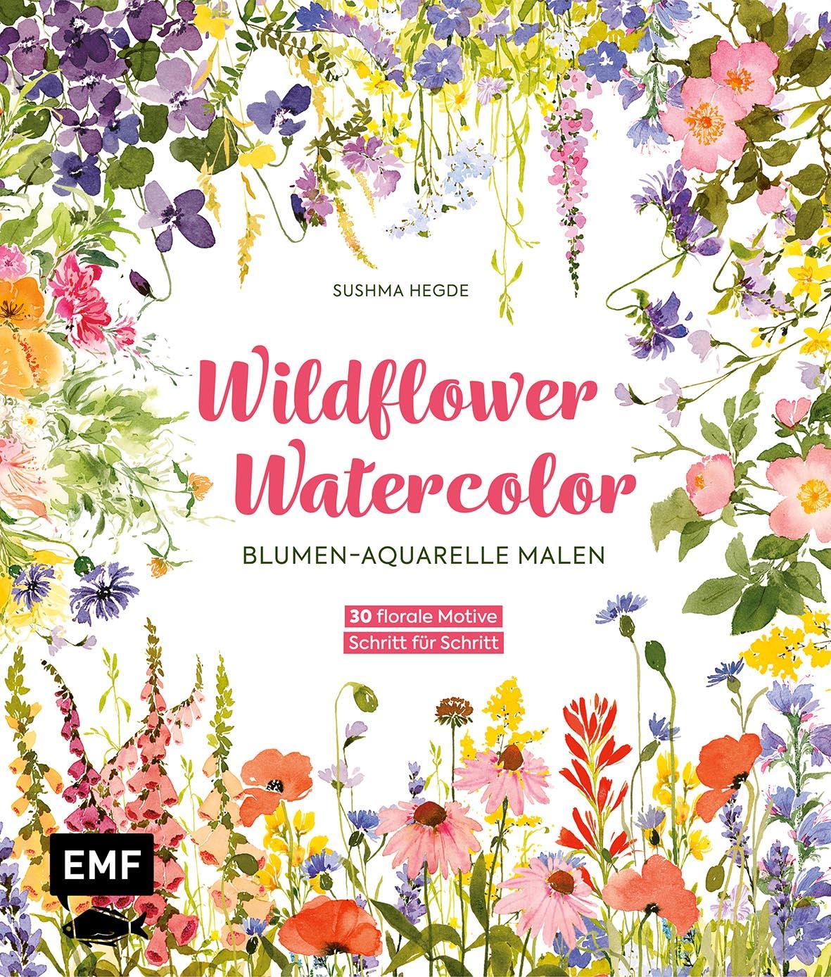 Vorderes Coverbild Wildflower Watercolor - Blumen-Aquarelle malen