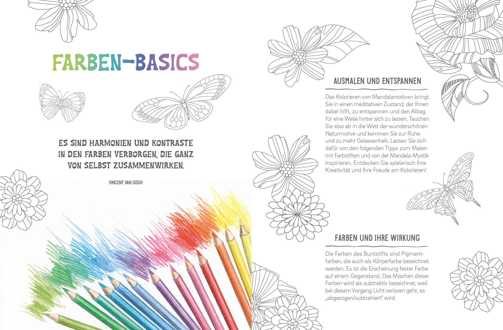 Beispielinhalt (Bild) Colorful Mandala - Blüten und Schmetterlinge