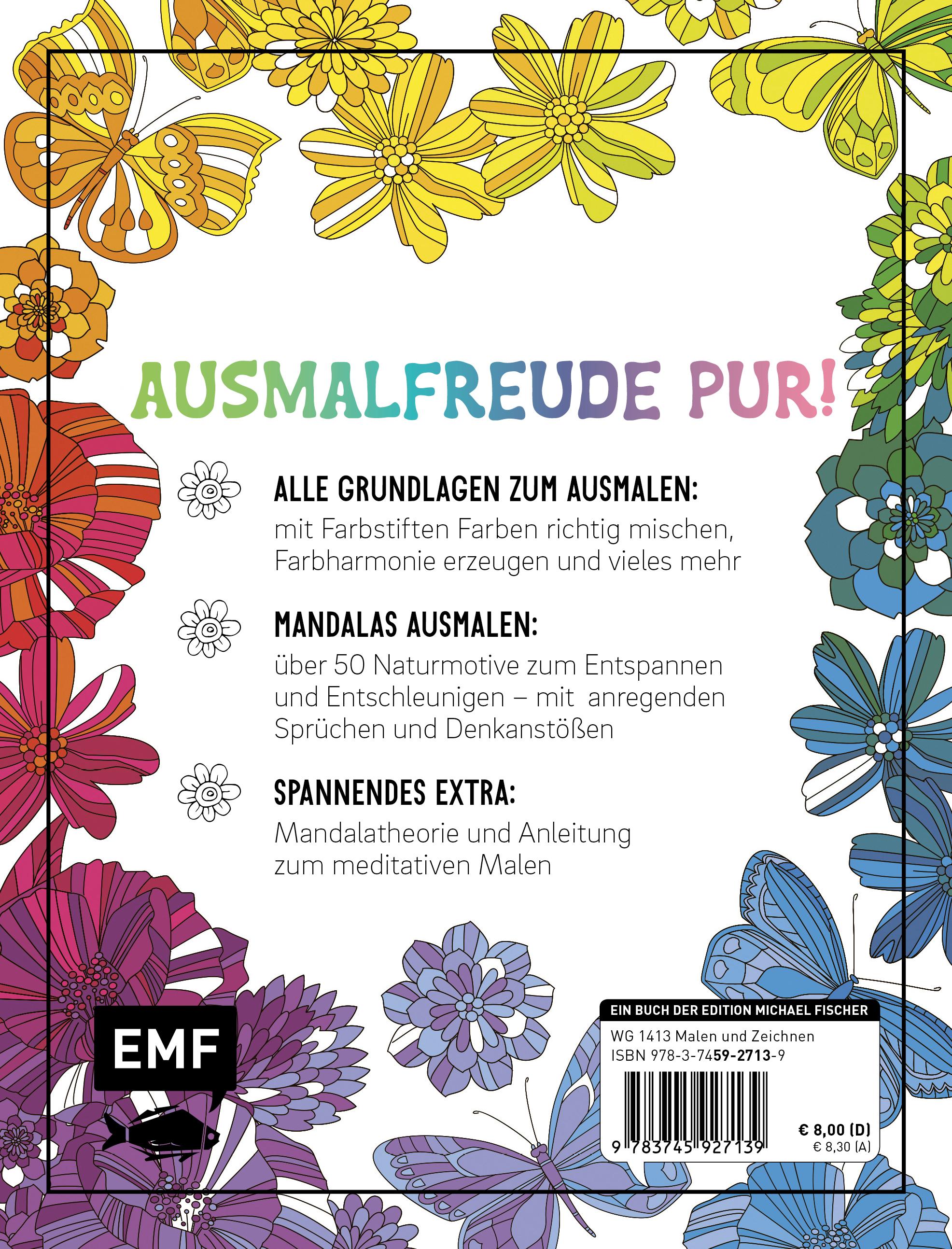 Rückseitencover Colorful Mandala - Blüten und Schmetterlinge