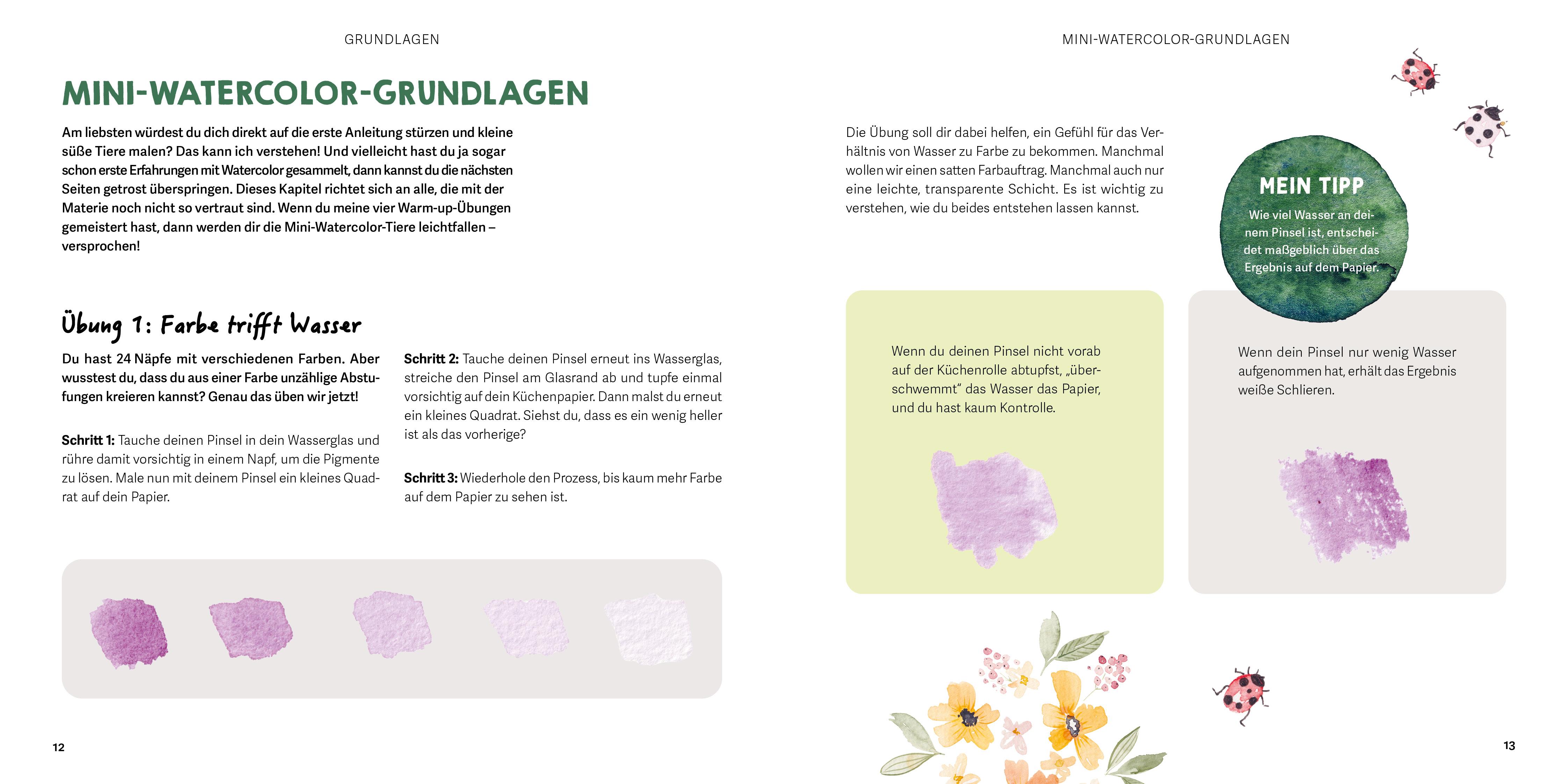Beispielinhalt (Bild) Mini Watercolor - Tiere
