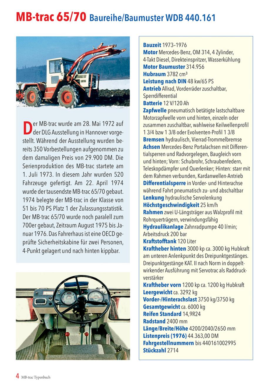 Beispielinhalt (Bild) Das MB-trac Typenbuch