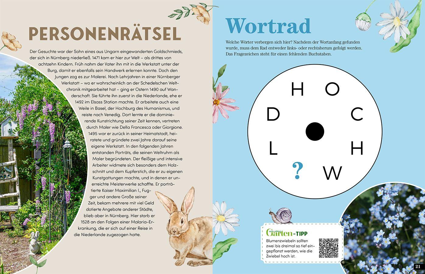 Beispielinhalt (Bild) Das Garten-Rätselbuch - Mit Profi-Tipps von "mein schöner Garten" für das ganze Jahr