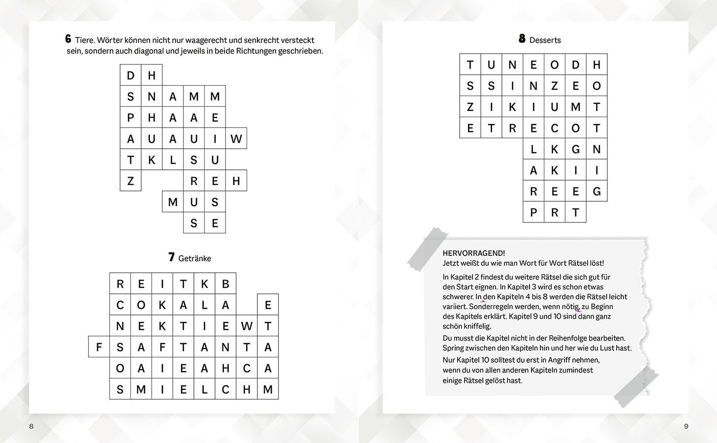 Beispielinhalt (Bild) Wort für Wort - Löse das vertrackte Wörterwirrwarr! Rätselbuch für Logikfans