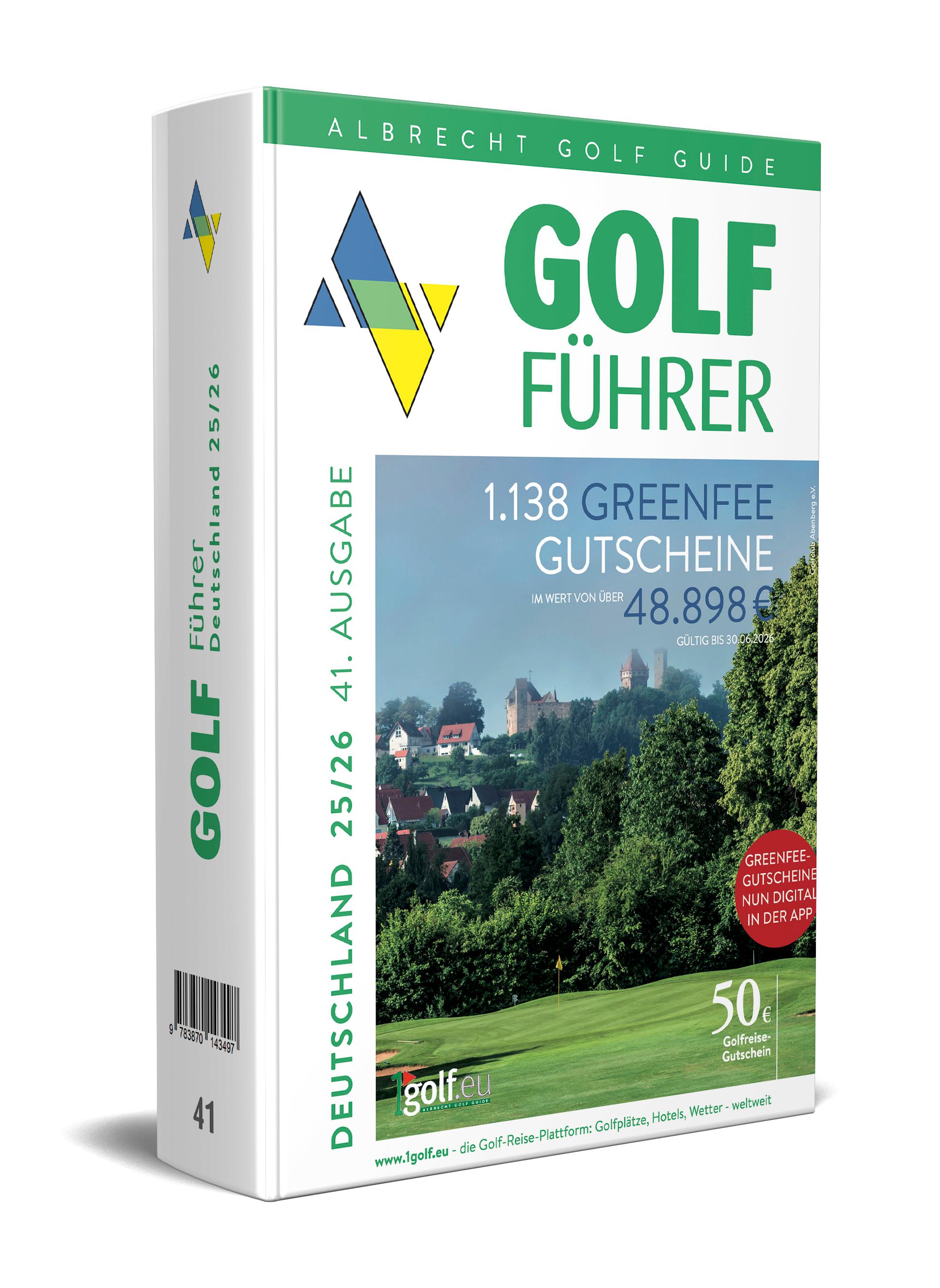 Vorderes Coverbild Albrecht Golf Führer Deutschland 25/26 inklusive Greenfee Gutscheinen