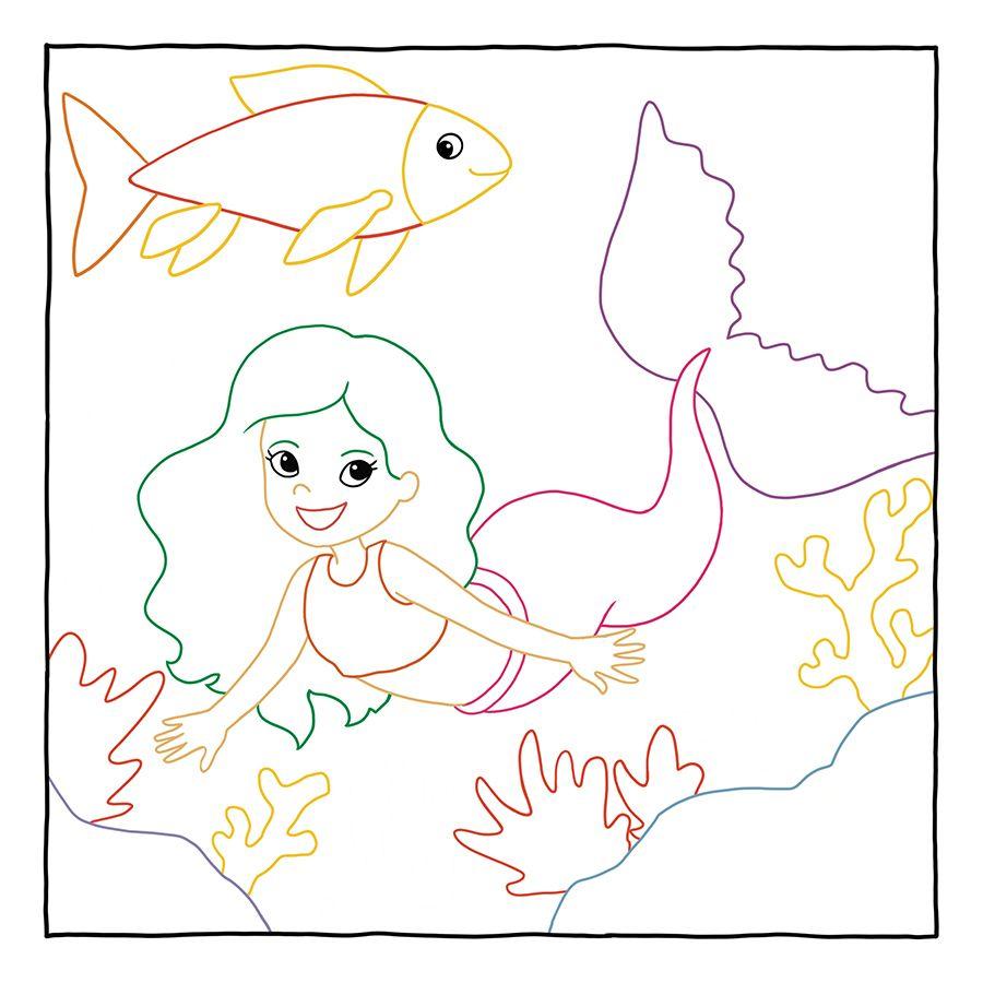 Beispielinhalt (Bild) Glitzer Zauberpapier Malbuch Wundervolle Meerjungfrauen