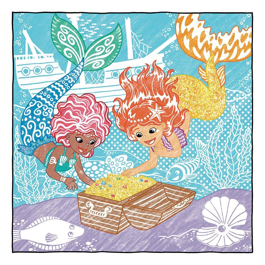 Beispielinhalt (Bild) Glitzer Zauberpapier Malbuch Wundervolle Meerjungfrauen