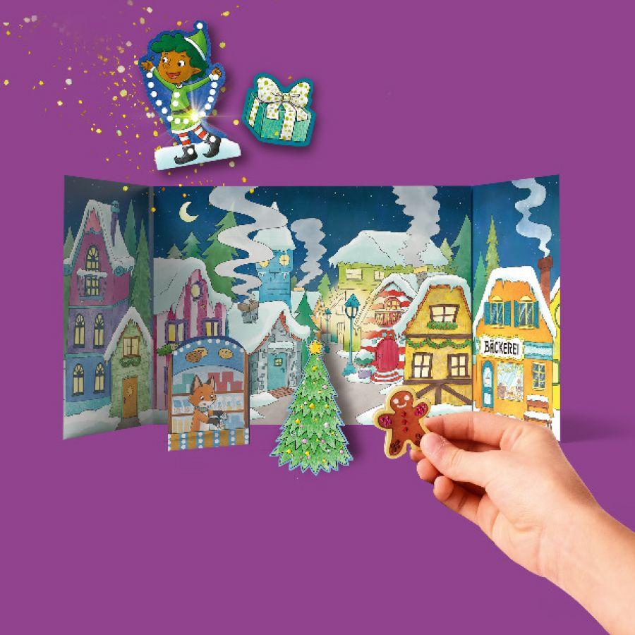 Beispielinhalt (Bild) Diamond Painting Adventskalender Glitzerndes Weihnachtsdorf. Mit Material und Werkzeug für 24 Aufsteller