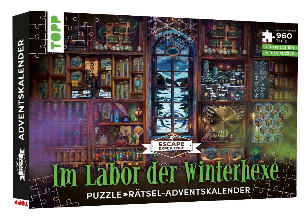 Vorderes Coverbild Puzzle-Rätsel-Adventskalender: Im Labor der Winterhexe - 24 Puzzles mit insgesamt 960 Teilen
