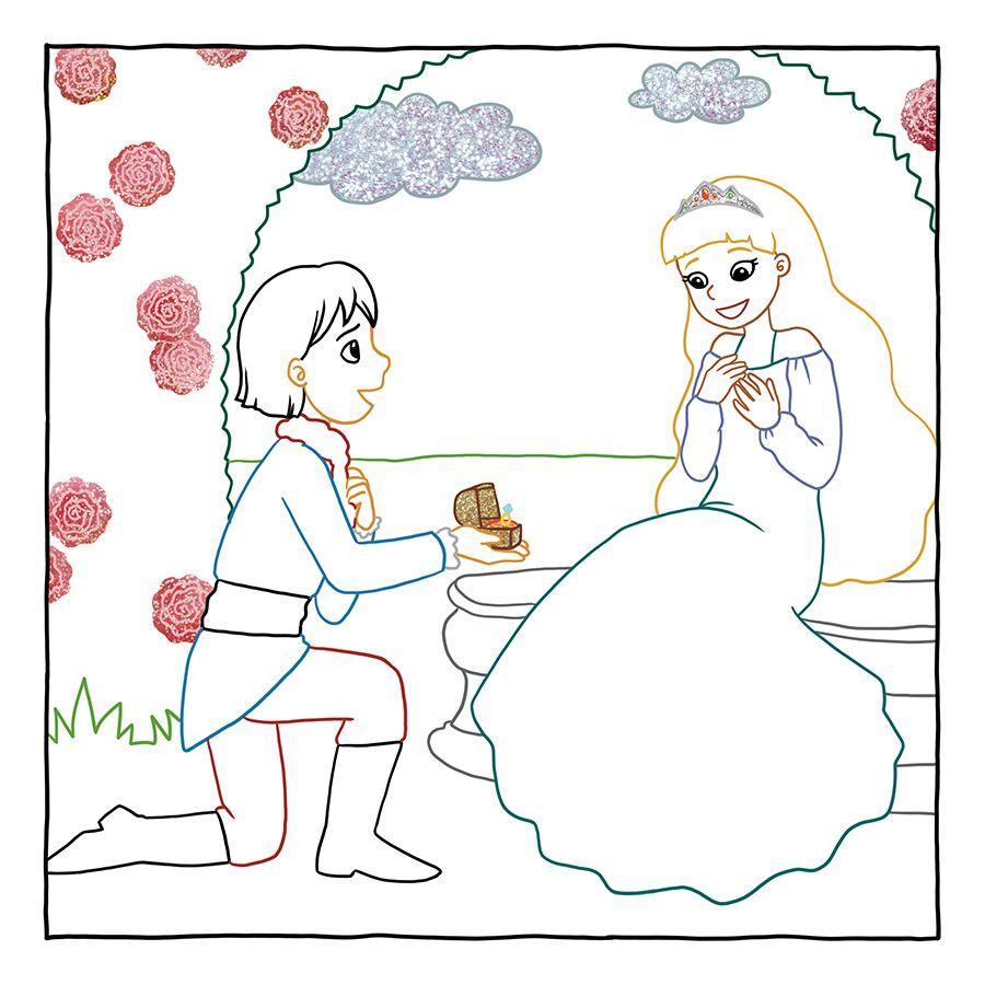 Beispielinhalt (Bild) Glitzer Zauberpapier Malbuch Zauberhafte Prinzessinnen