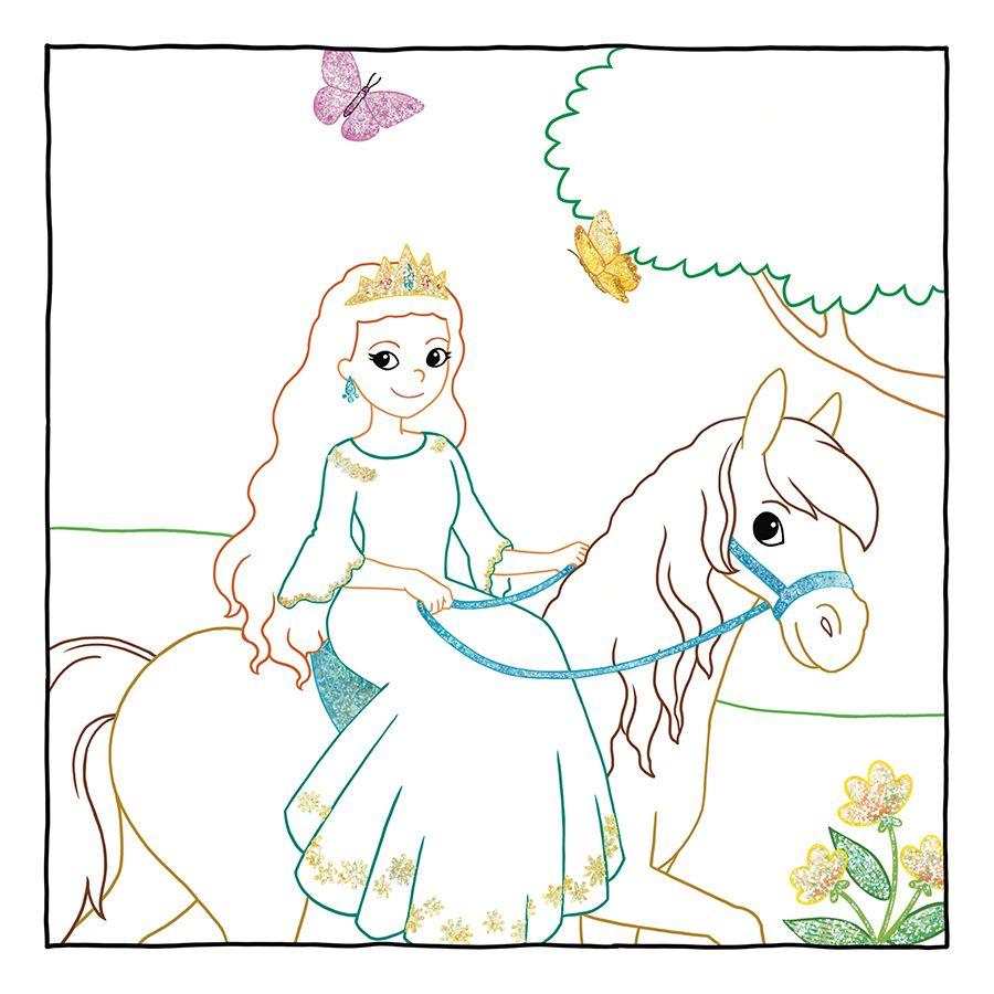 Beispielinhalt (Bild) Glitzer Zauberpapier Malbuch Zauberhafte Prinzessinnen