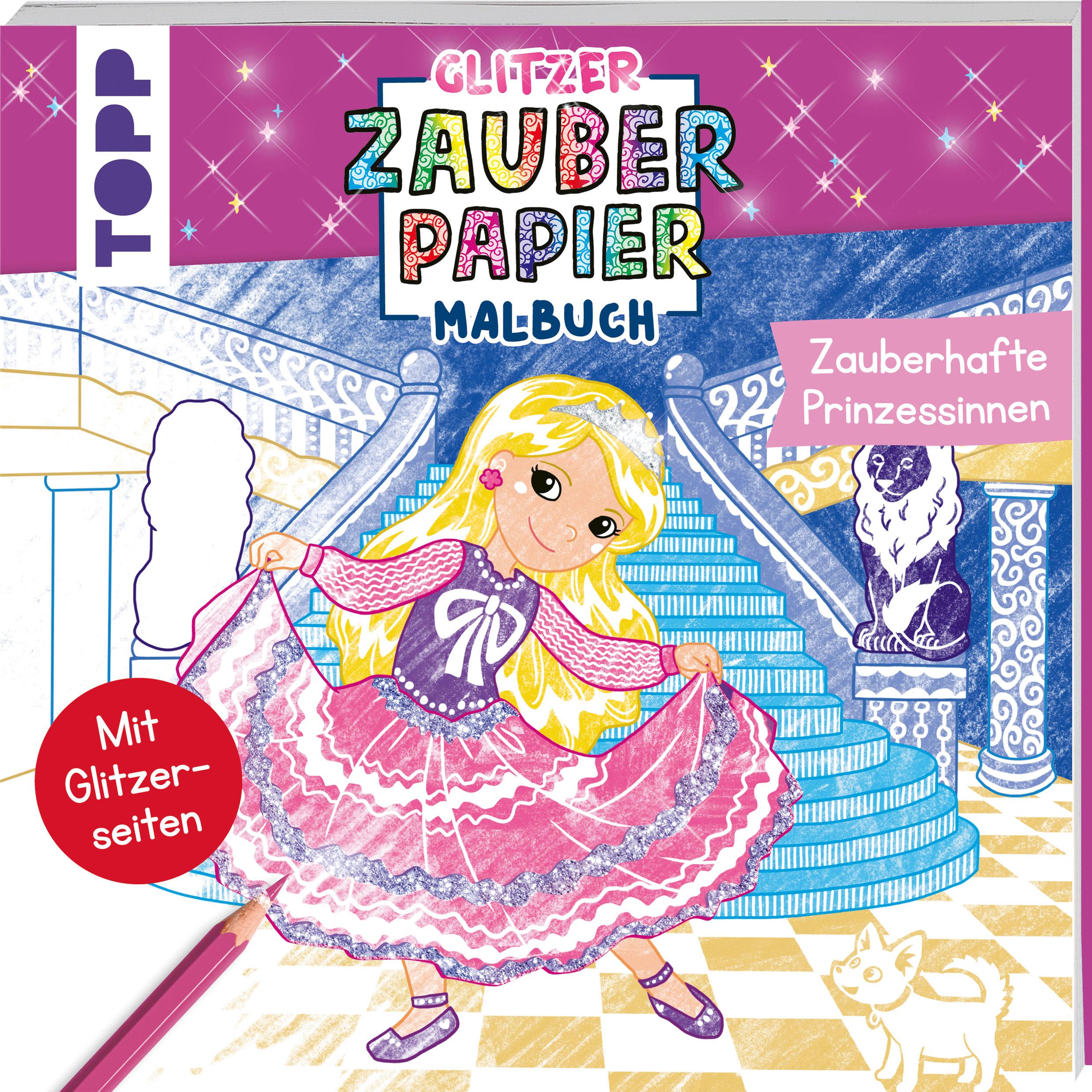 Vorderes Coverbild Glitzer Zauberpapier Malbuch Zauberhafte Prinzessinnen