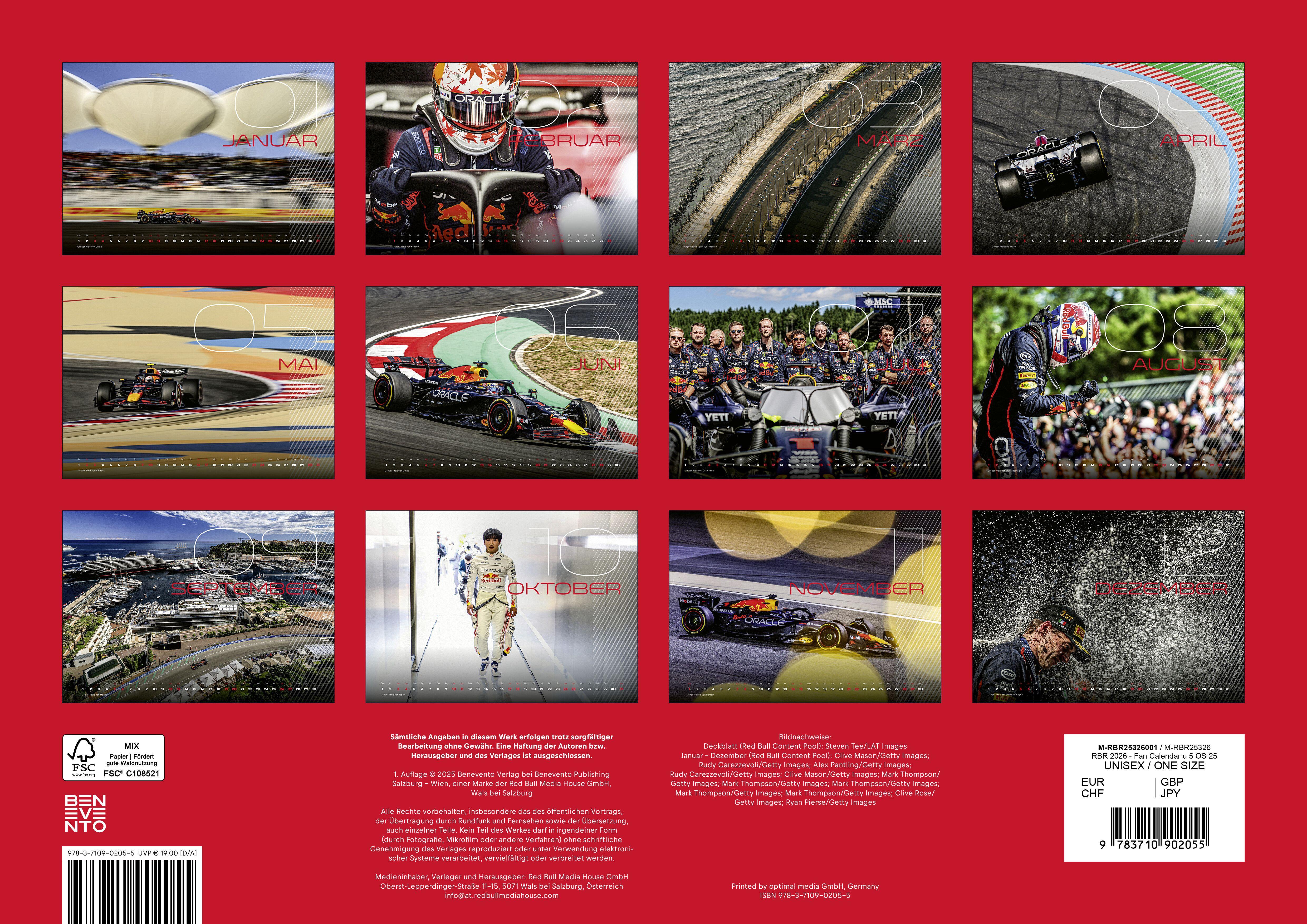 Beispielinhalt (Bild) Oracle Red Bull Racing 2026 - Fankalender