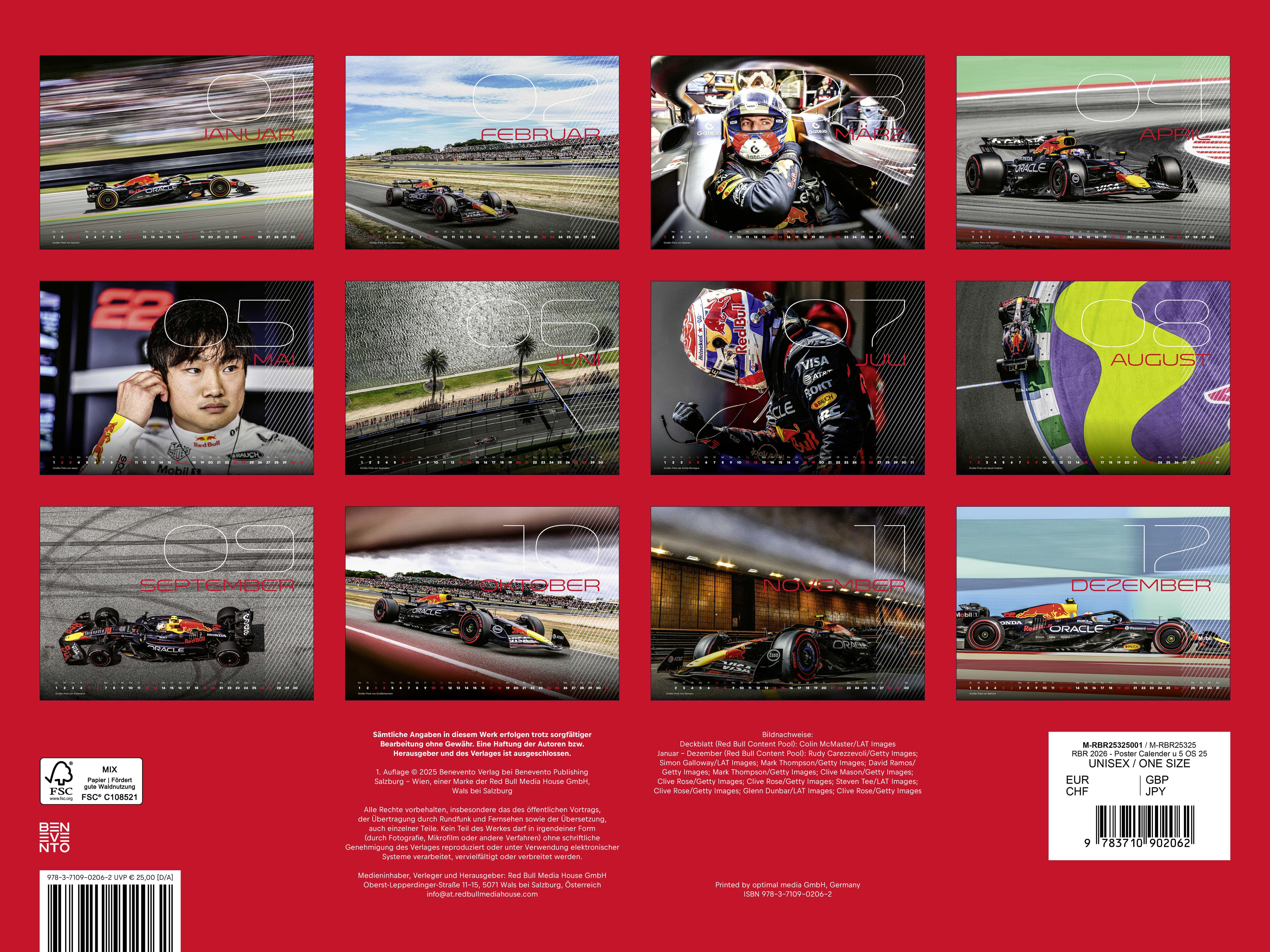 Beispielinhalt (Bild) Oracle Red Bull Racing 2026 - Posterkalender
