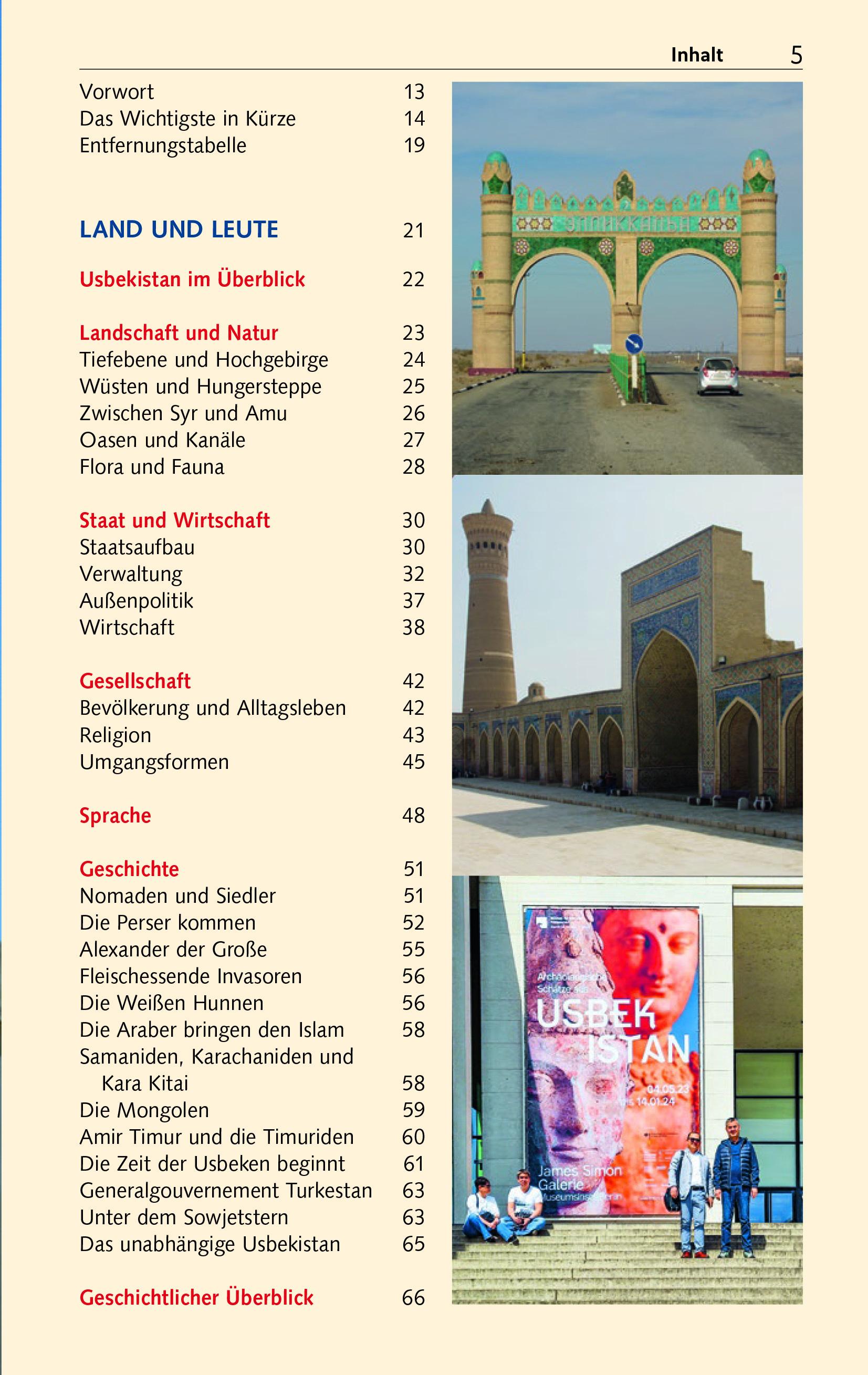 Beispielinhalt (Bild) TRESCHER Reiseführer Usbekistan