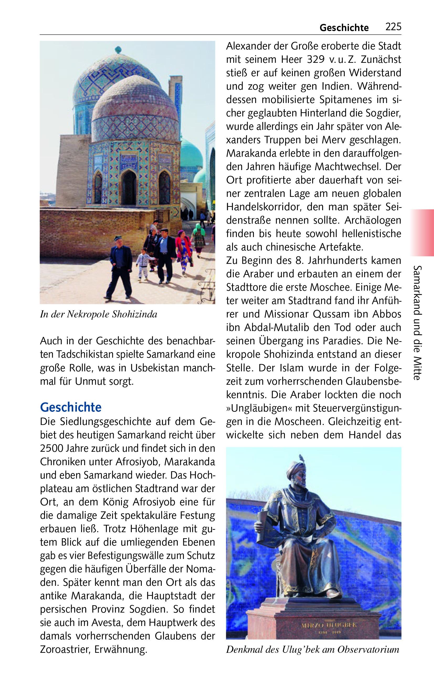 Beispielinhalt (Bild) TRESCHER Reiseführer Usbekistan