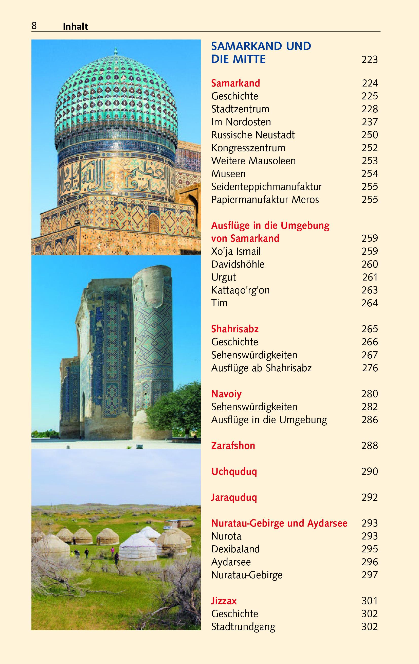 Beispielinhalt (Bild) TRESCHER Reiseführer Usbekistan