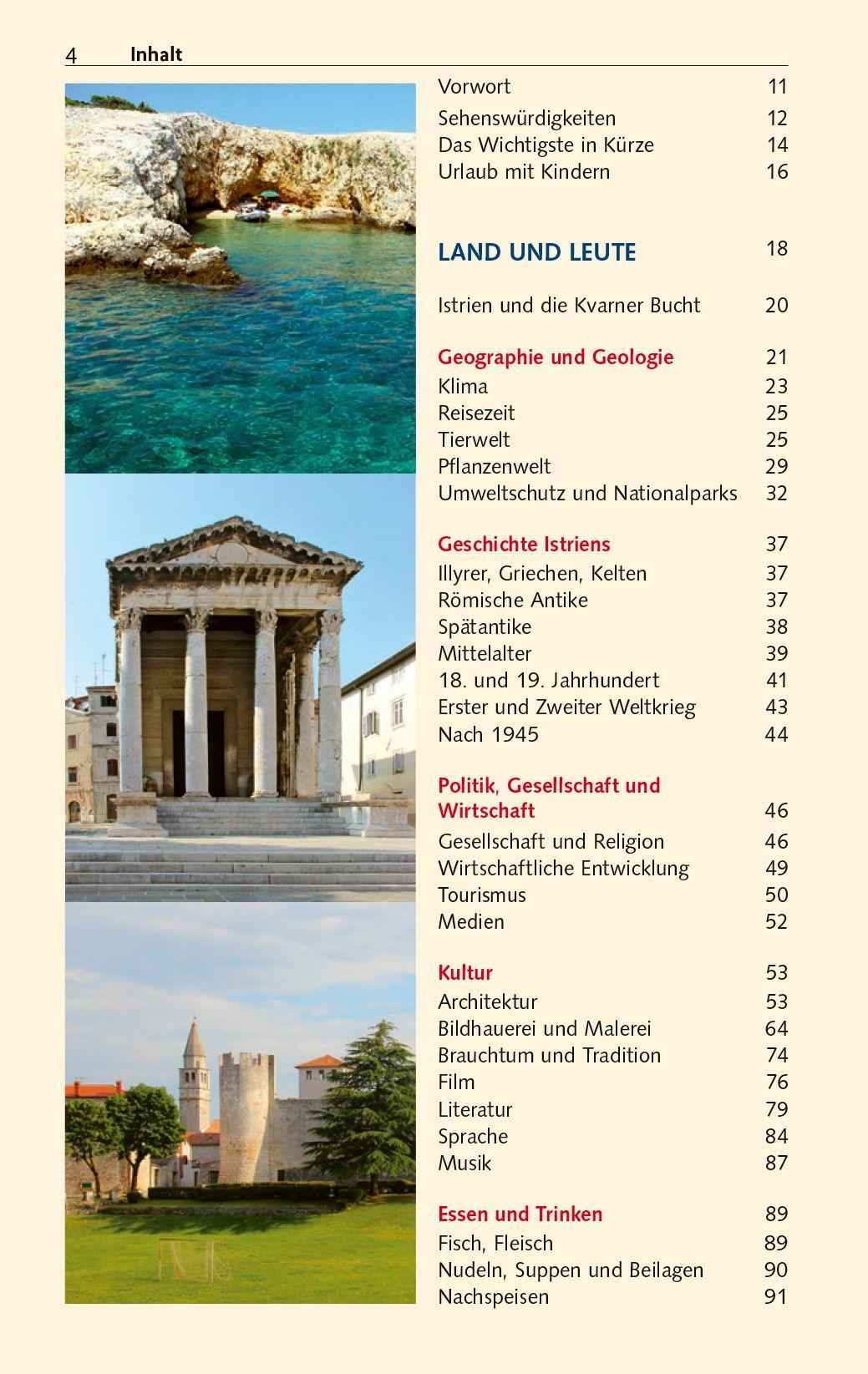 Beispielinhalt (Bild) TRESCHER Reiseführer Istrien und Kvarner Bucht