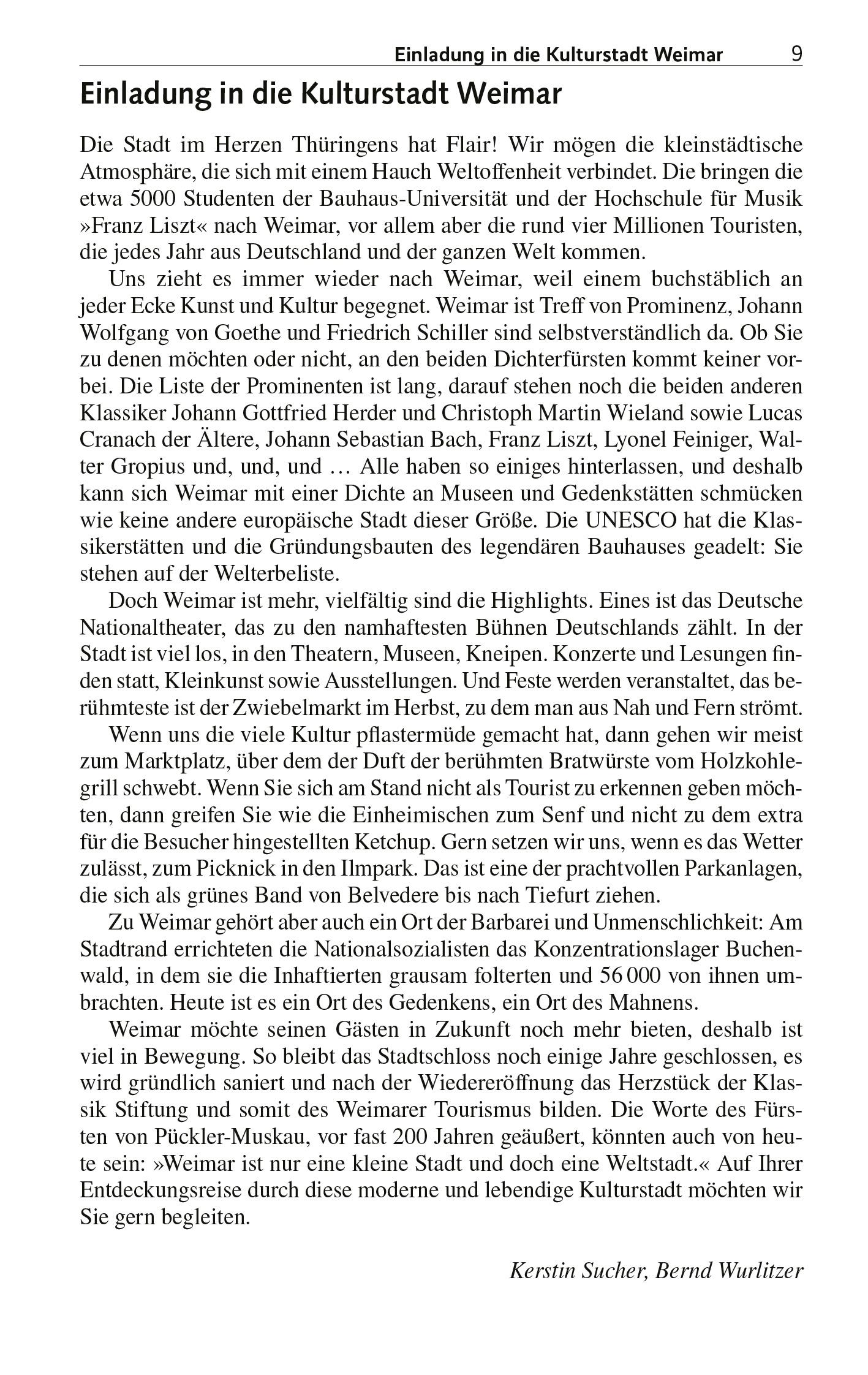 Beispielinhalt (Bild) TRESCHER Reiseführer Weimar