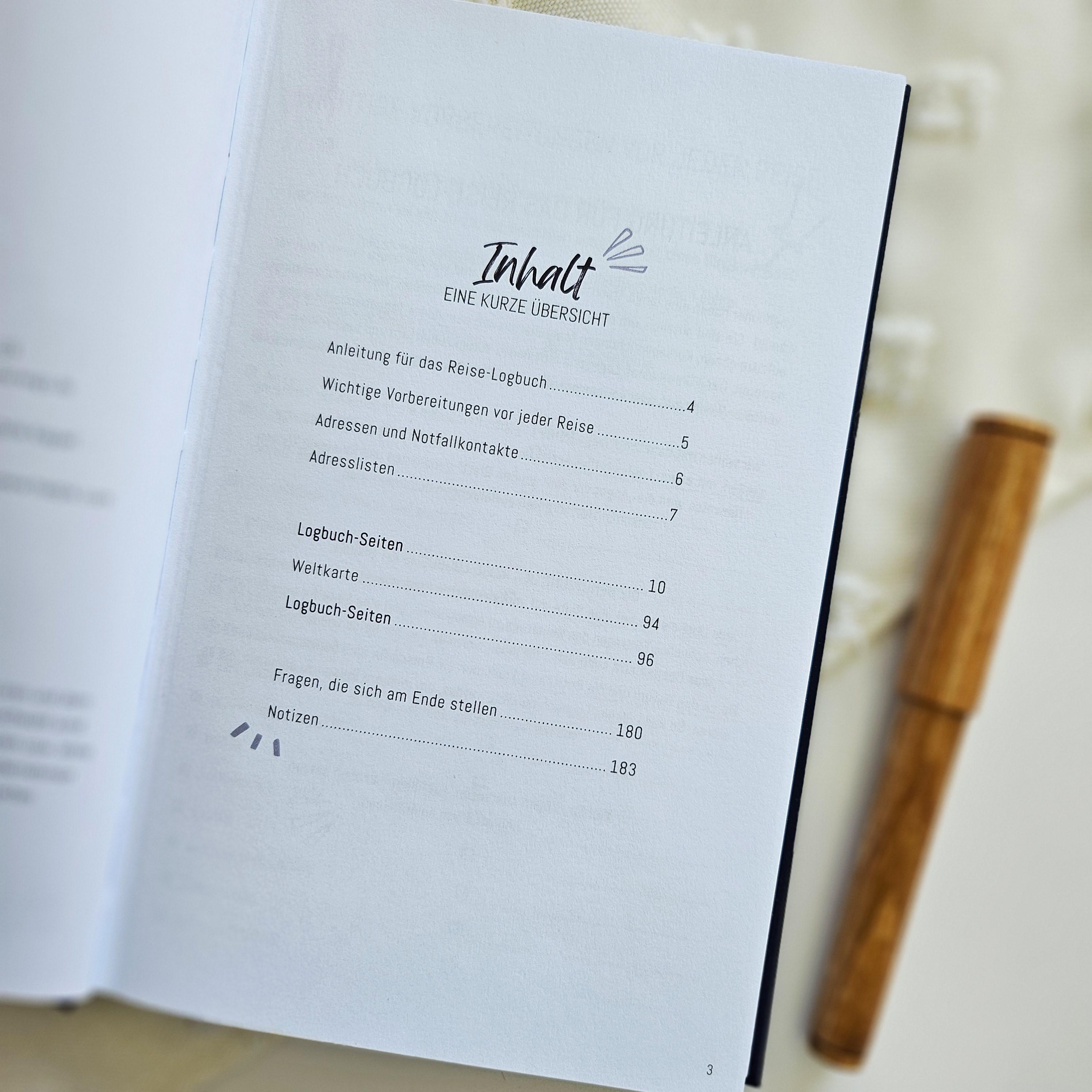 Beispielinhalt (Bild) Unterwegs Reise-Logbuch