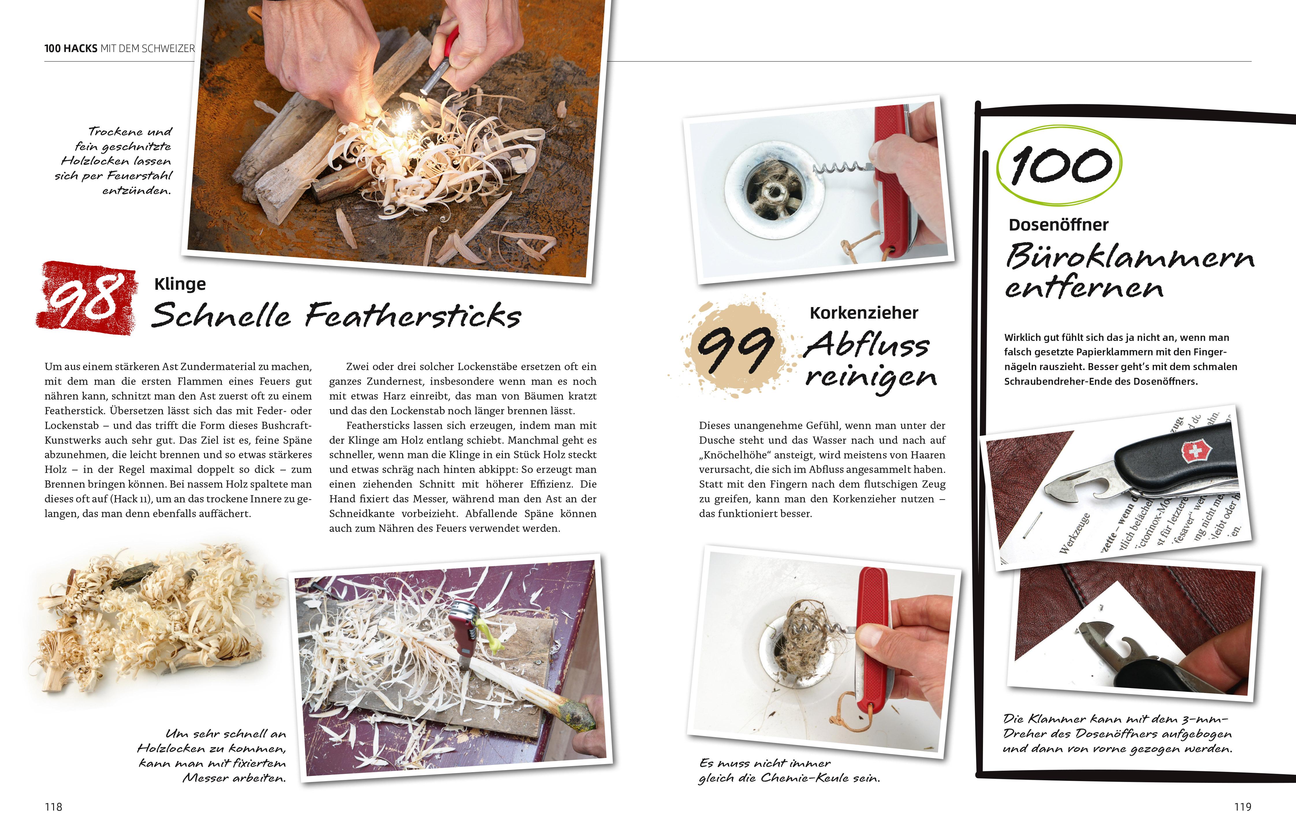 Beispielinhalt (Bild) 100 Hacks mit dem Schweizer Messer