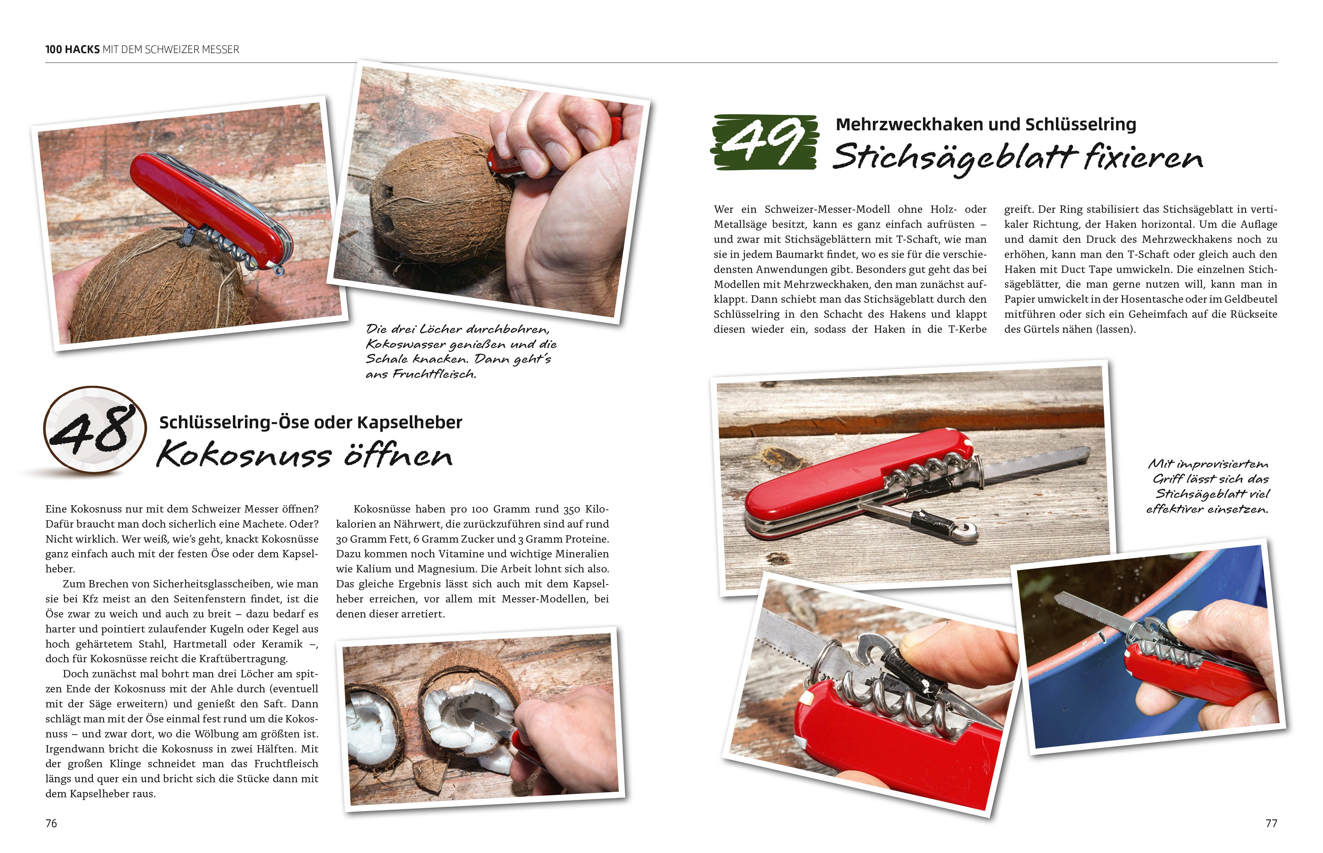 Beispielinhalt (Bild) 100 Hacks mit dem Schweizer Messer