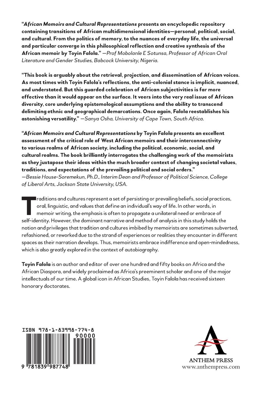 Rückseitencover African Memoirs and Cultural Representations