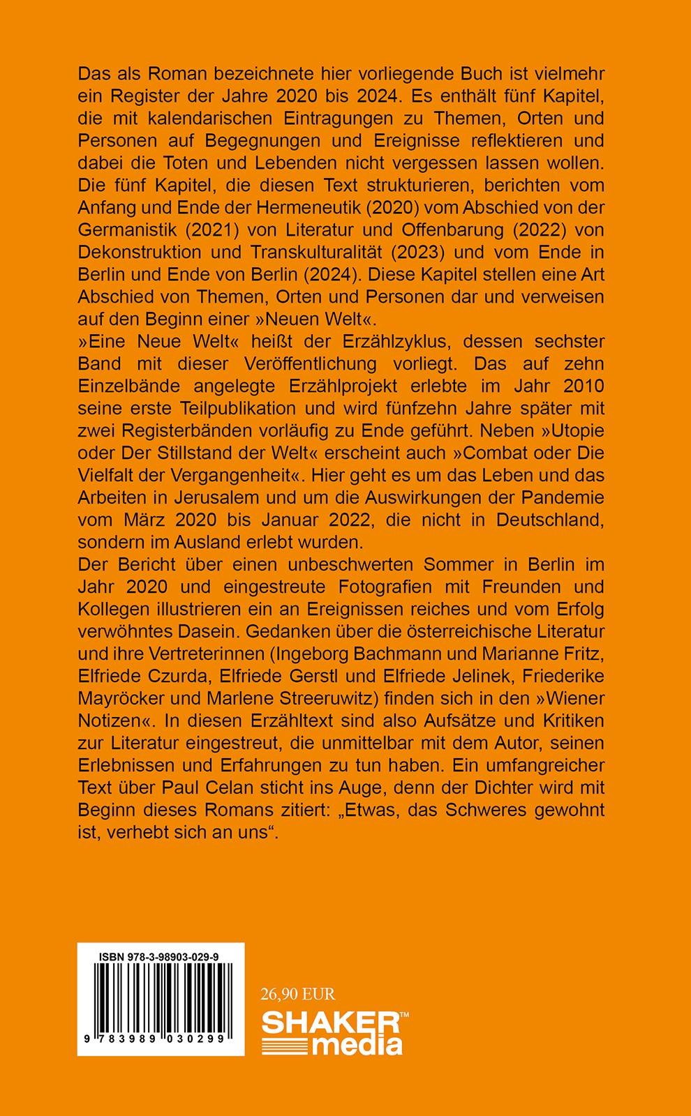 Rückseitencover UTOPIE oder Der Stillstand der Welt