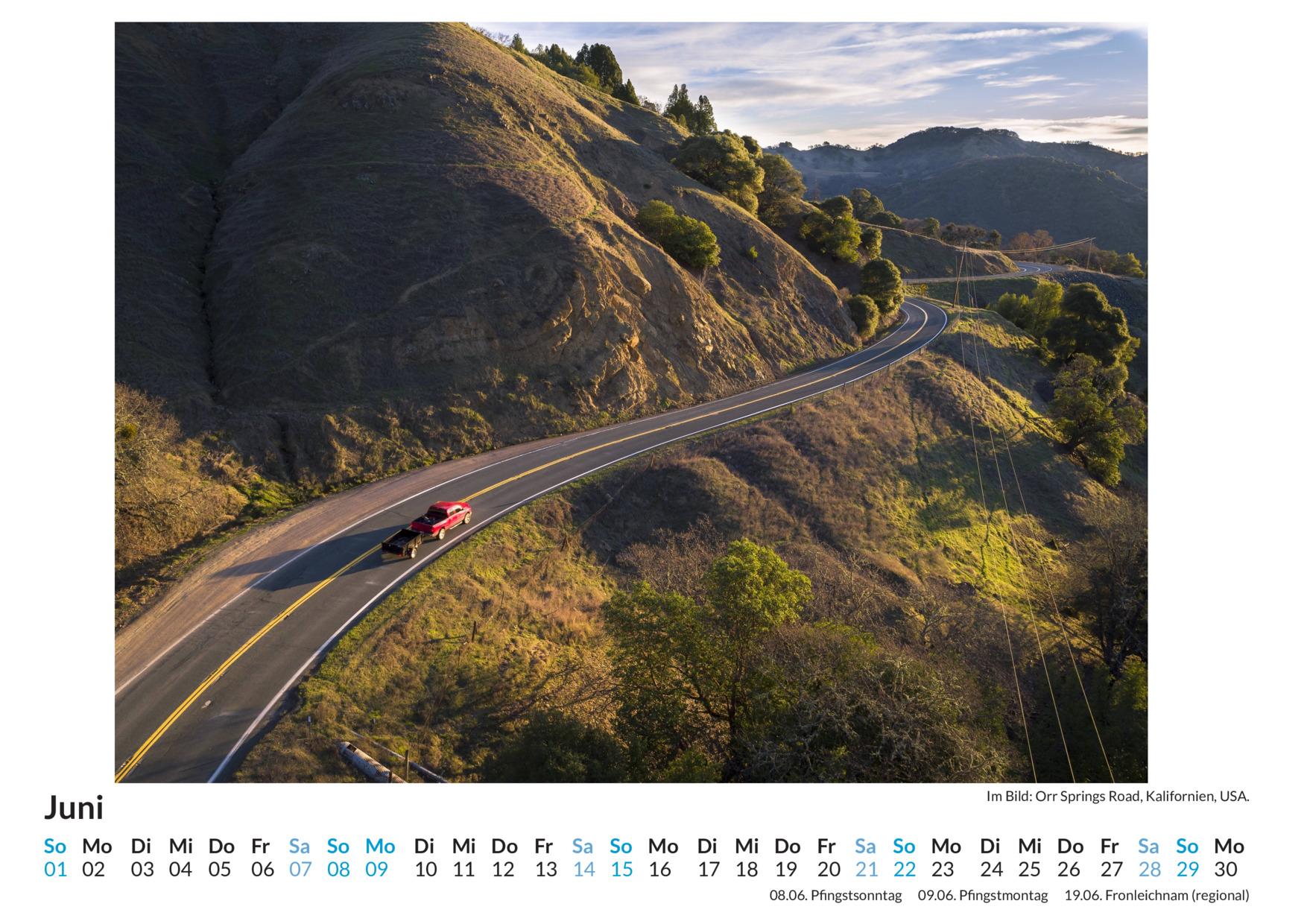 Beispielinhalt (Bild) Roadtrip - (Wandkalender 2025, Kalender DIN A4 quer, Monatskalender im Querformat mit Kalendarium, das perfekte Geschenk)