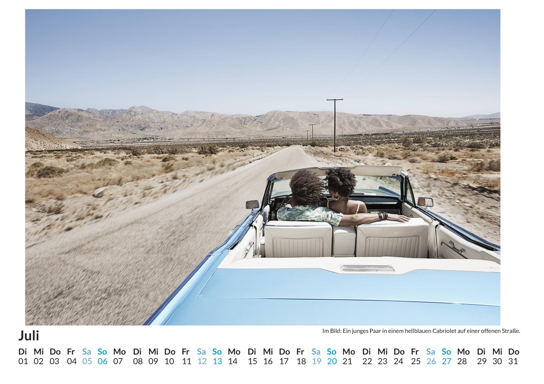 Beispielinhalt (Bild) Roadtrip - (Wandkalender 2025, Kalender DIN A4 quer, Monatskalender im Querformat mit Kalendarium, das perfekte Geschenk)