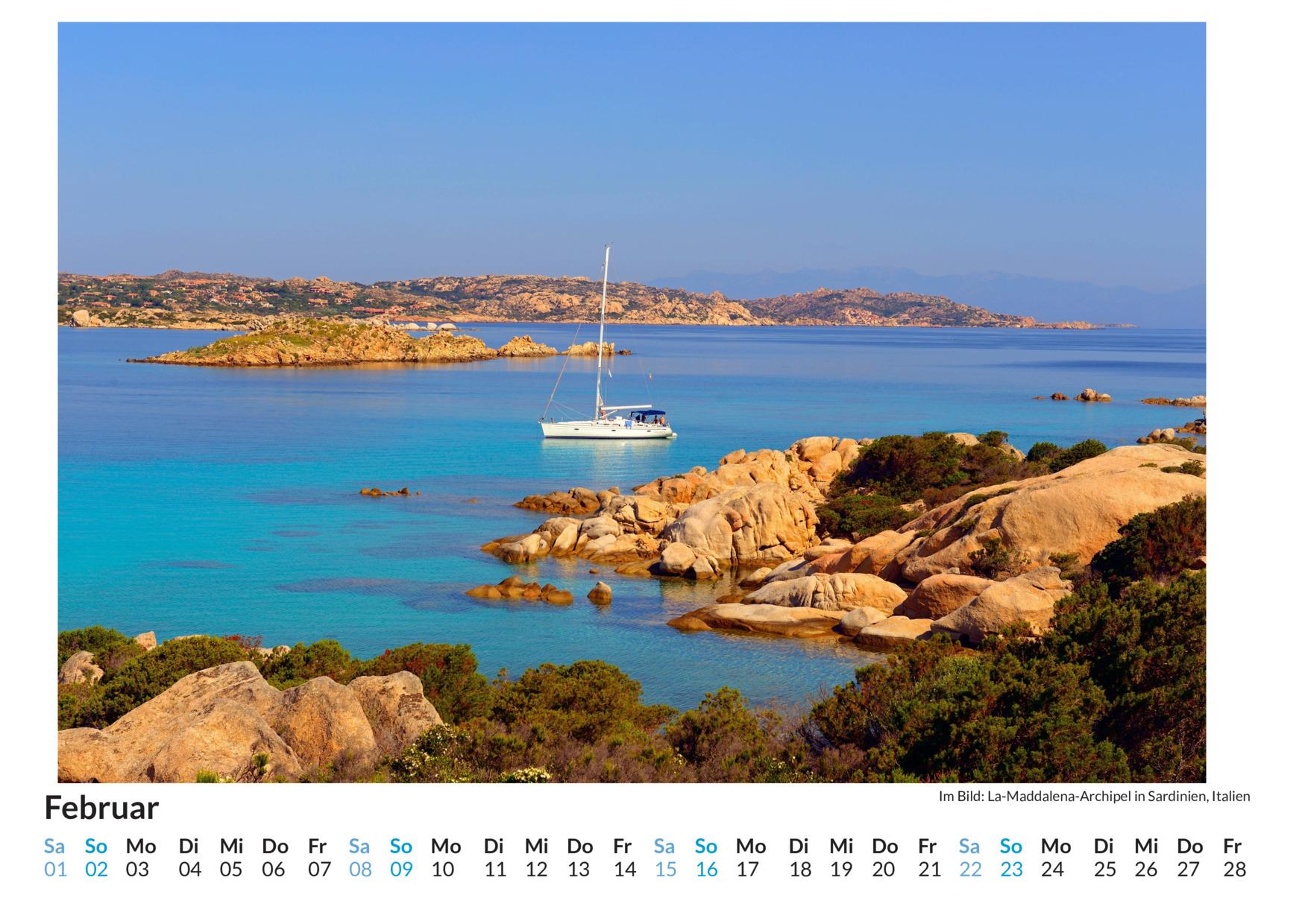 Beispielinhalt (Bild) Segelboote - (Wandkalender 2025, Kalender DIN A4 quer, Monatskalender im Querformat mit Kalendarium, das perfekte Geschenk)