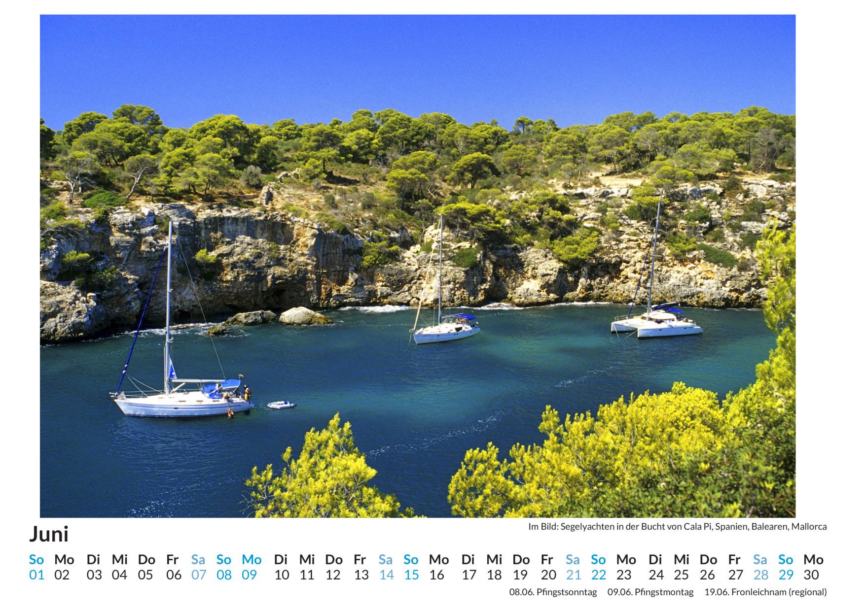 Beispielinhalt (Bild) Segelboote - (Wandkalender 2025, Kalender DIN A4 quer, Monatskalender im Querformat mit Kalendarium, das perfekte Geschenk)