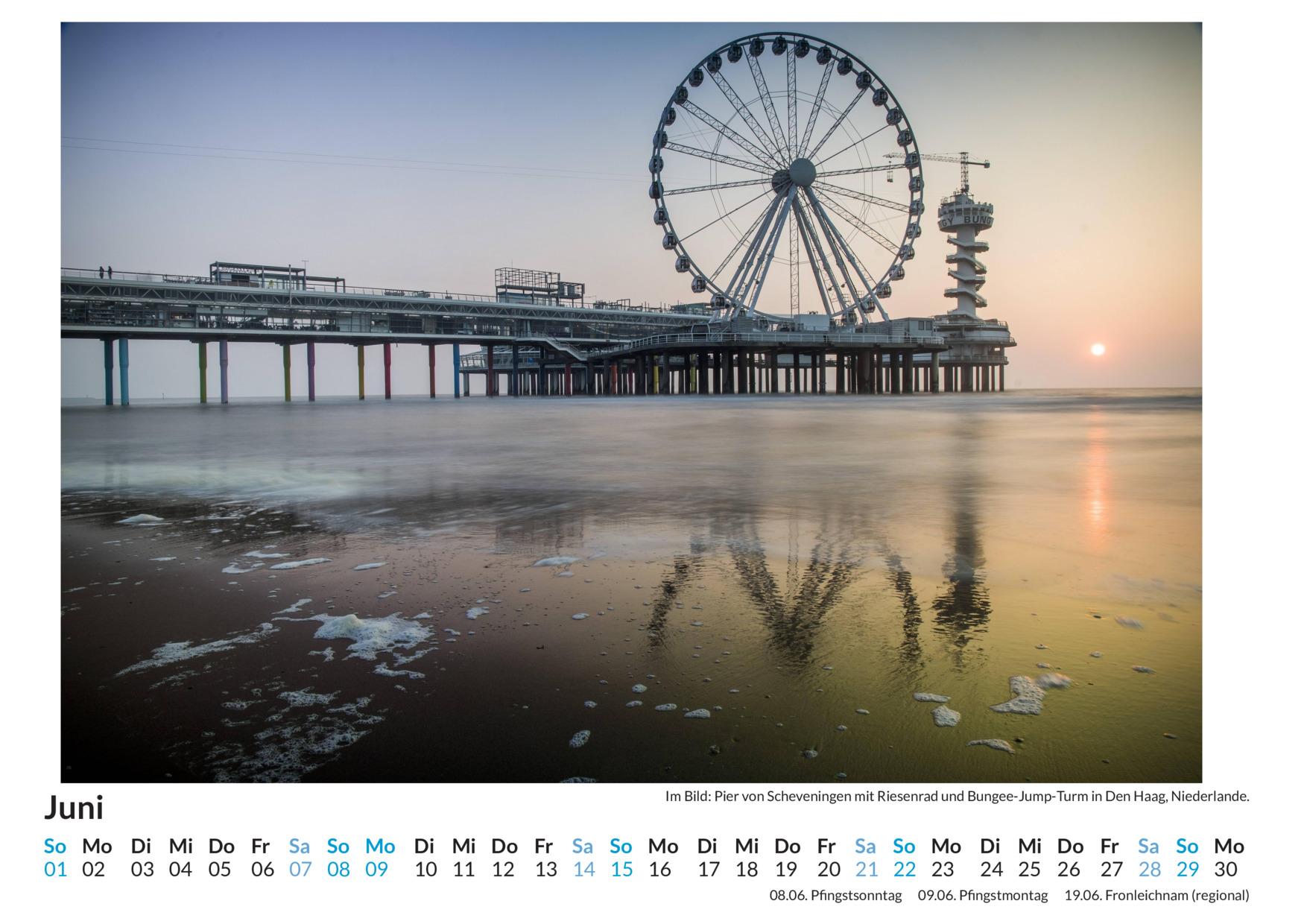 Beispielinhalt (Bild) Seebrücken - (Wandkalender 2025, Kalender DIN A4 quer, Monatskalender im Querformat mit Kalendarium, das perfekte Geschenk)