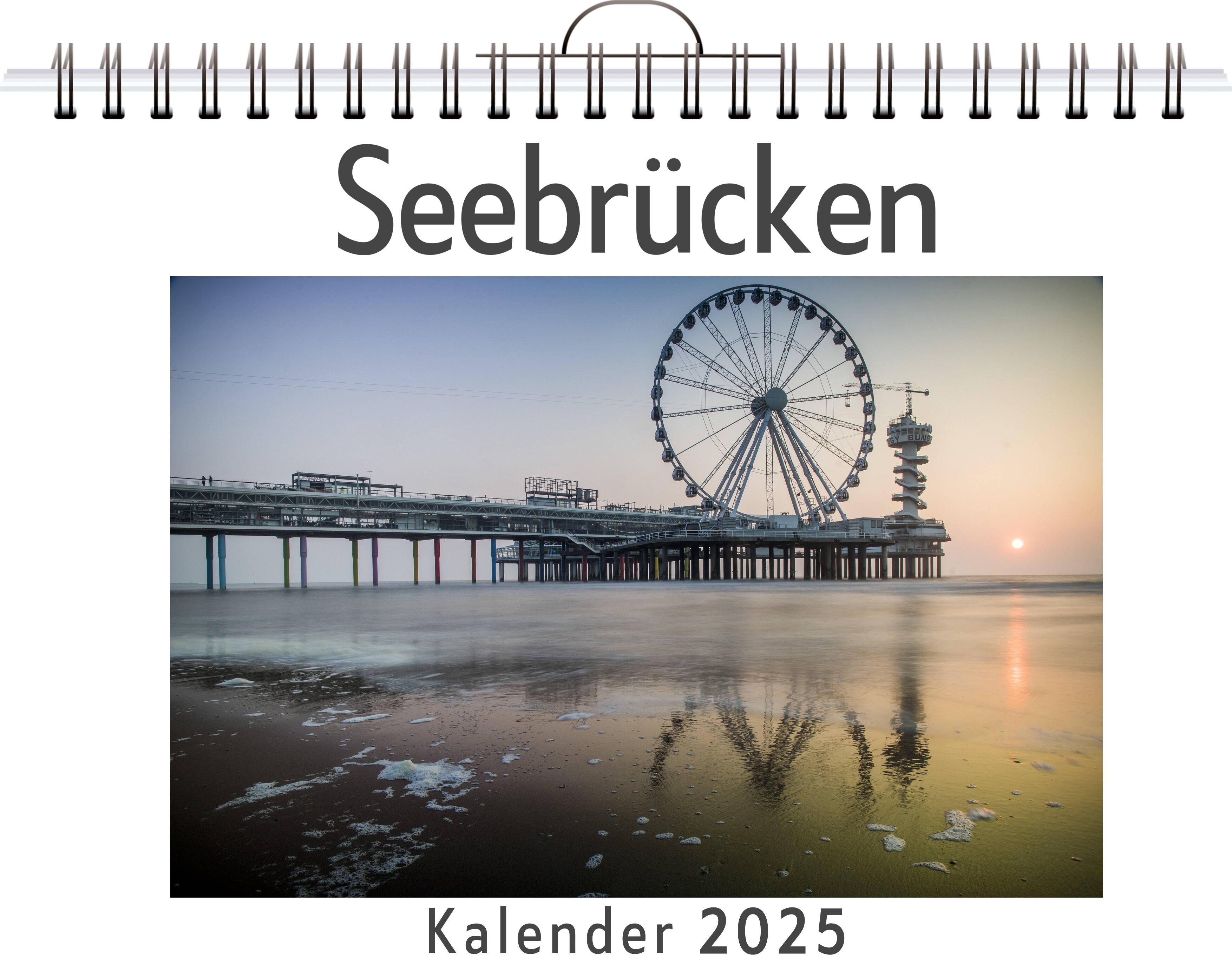 Vorderes Coverbild Seebrücken - (Wandkalender 2025, Kalender DIN A4 quer, Monatskalender im Querformat mit Kalendarium, das perfekte Geschenk)