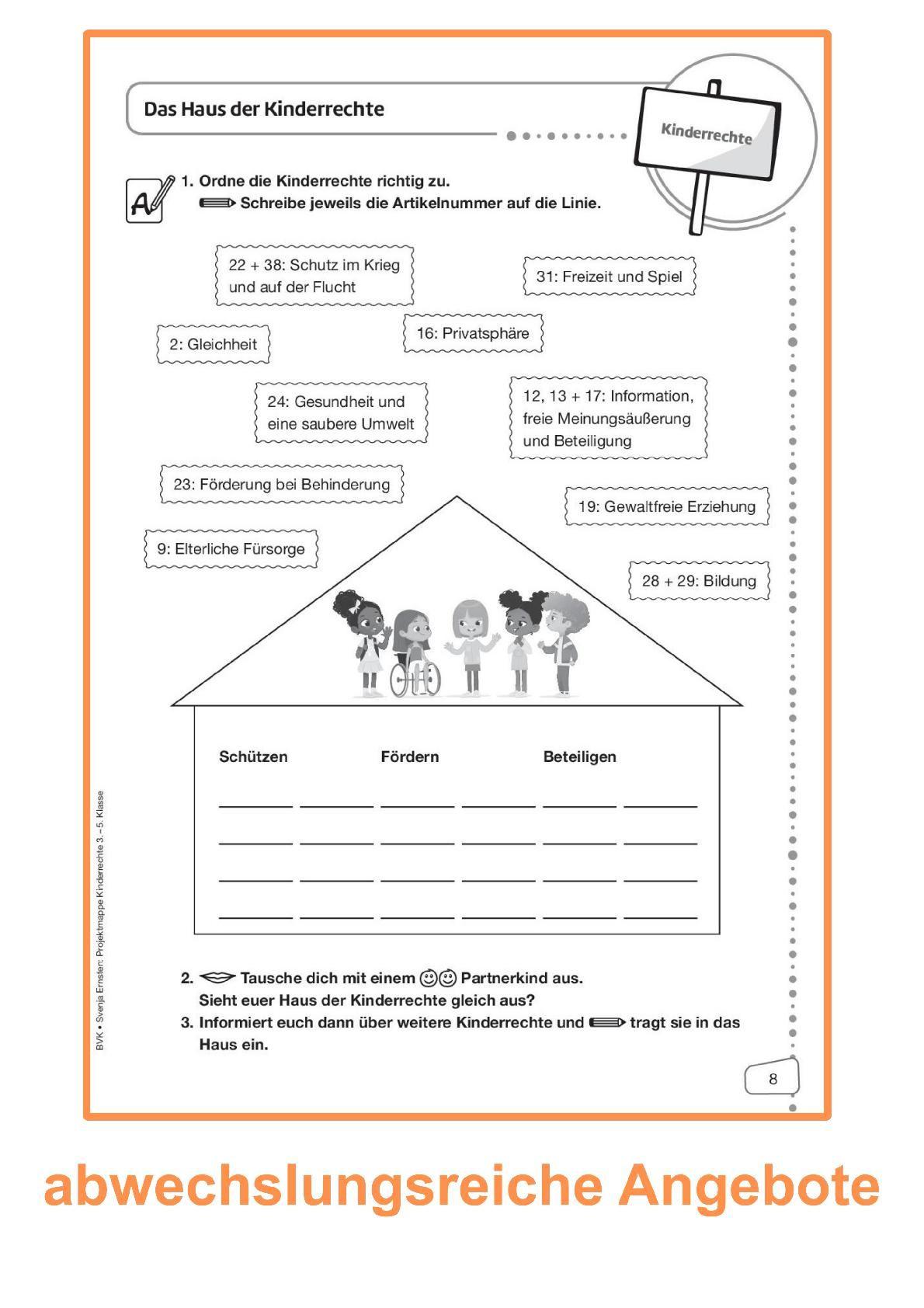 Beispielinhalt (Bild) Projektmappe Kinderrechte 3. - 5. Klasse