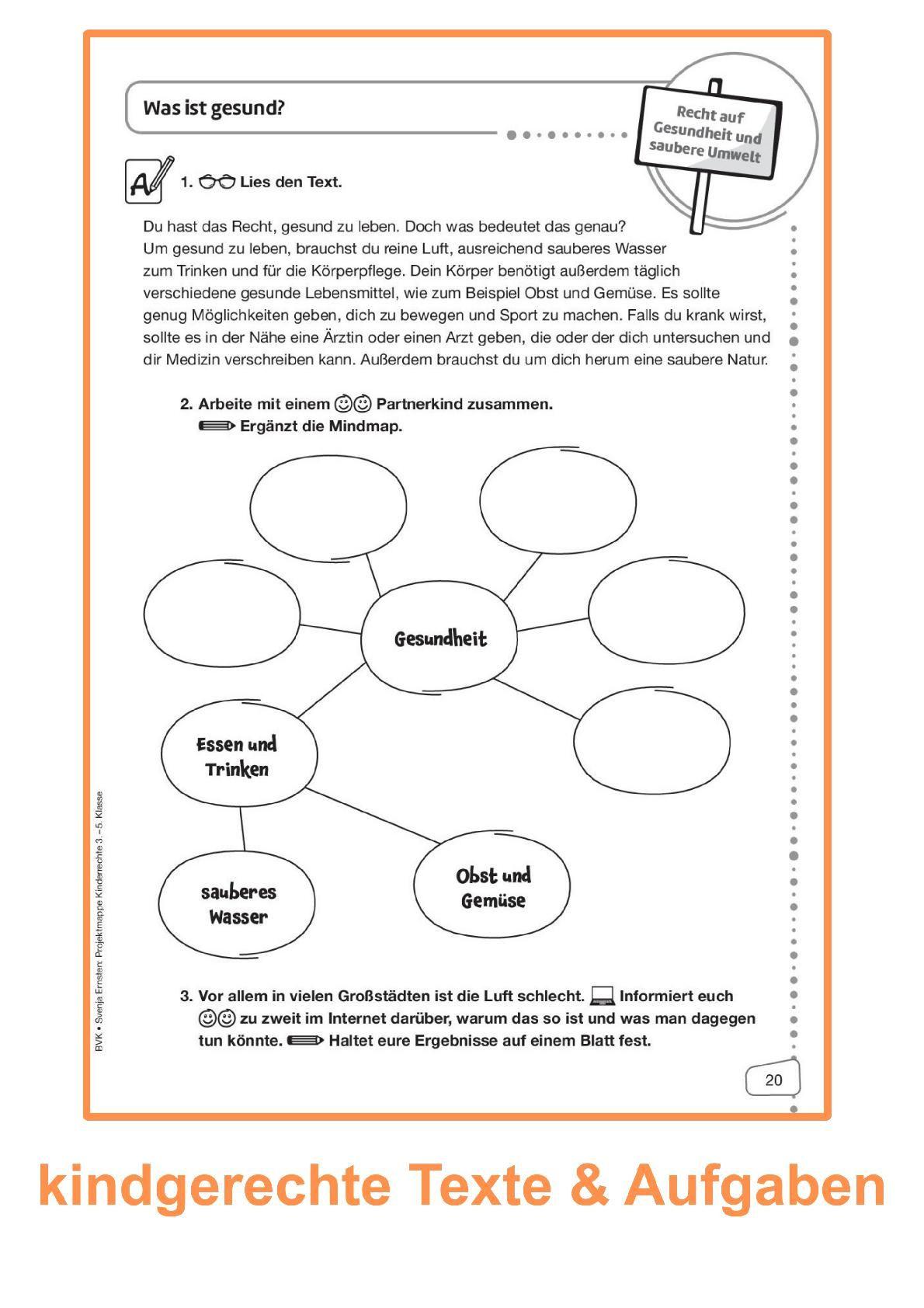 Beispielinhalt (Bild) Projektmappe Kinderrechte 3. - 5. Klasse
