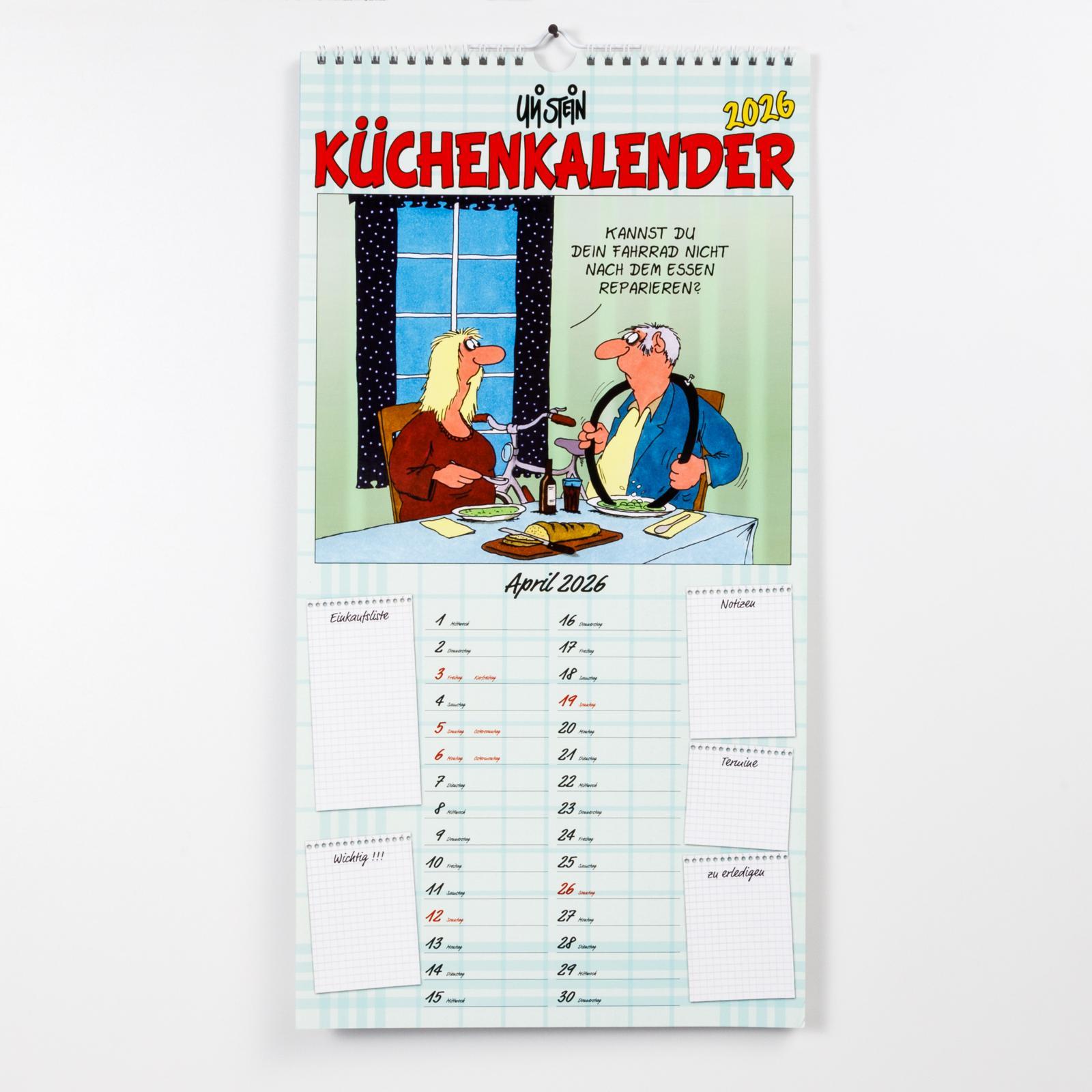 Beispielinhalt (Bild) Uli Stein Küchenkalender 2026: Monatskalender für die Wand