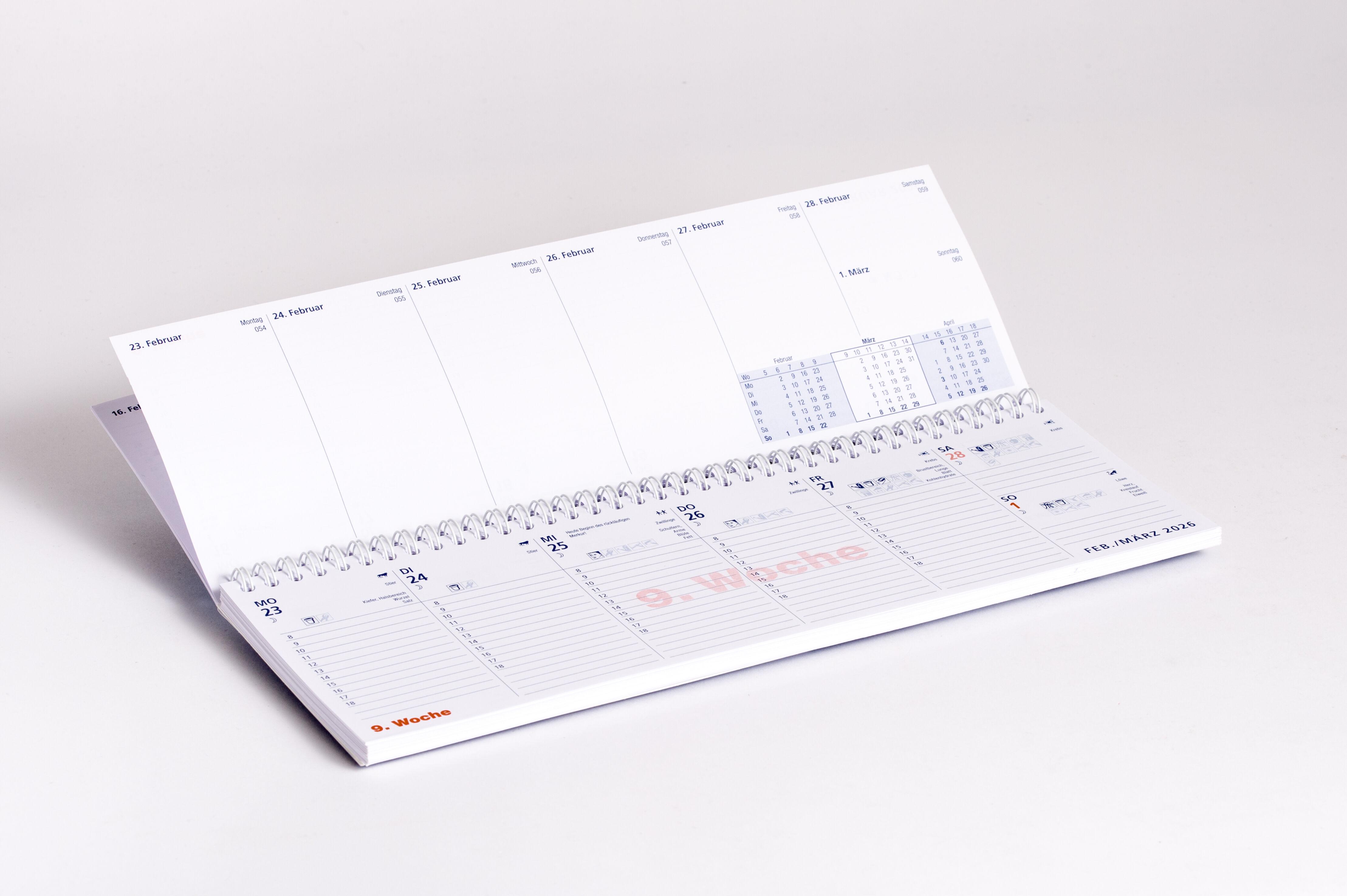 Beispielinhalt (Bild) Das Mondjahr 2026 - Wochenkalender