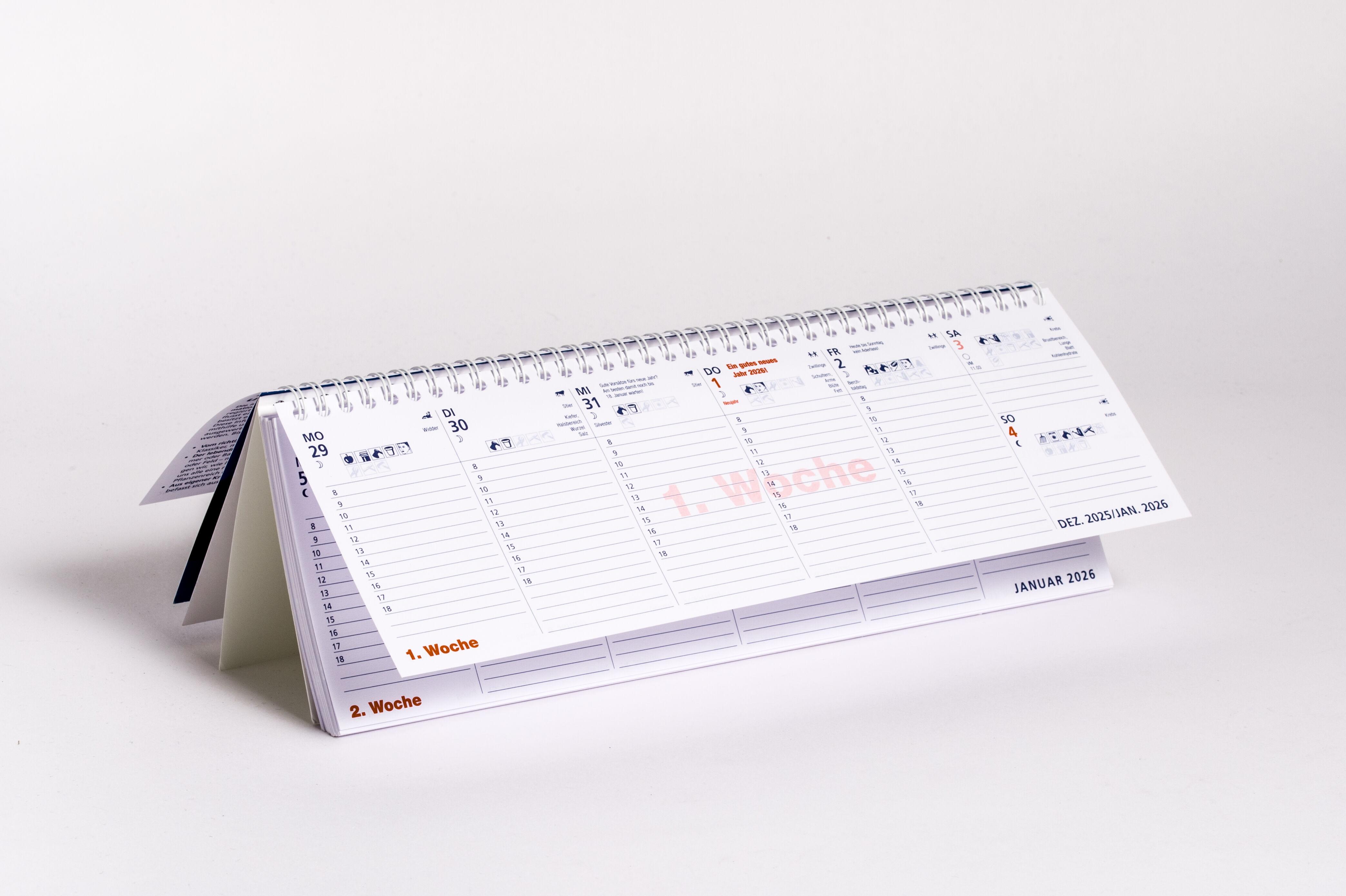 Beispielinhalt (Bild) Das Mondjahr 2026 - Wochenkalender