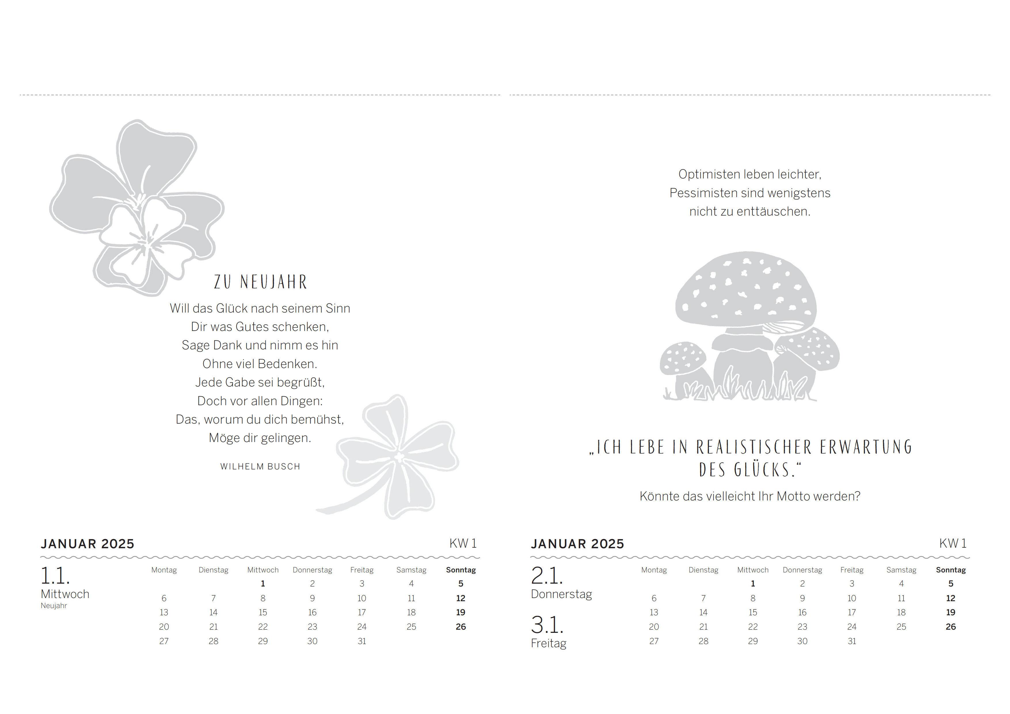 Beispielinhalt (Bild) Glückskalender 2026
