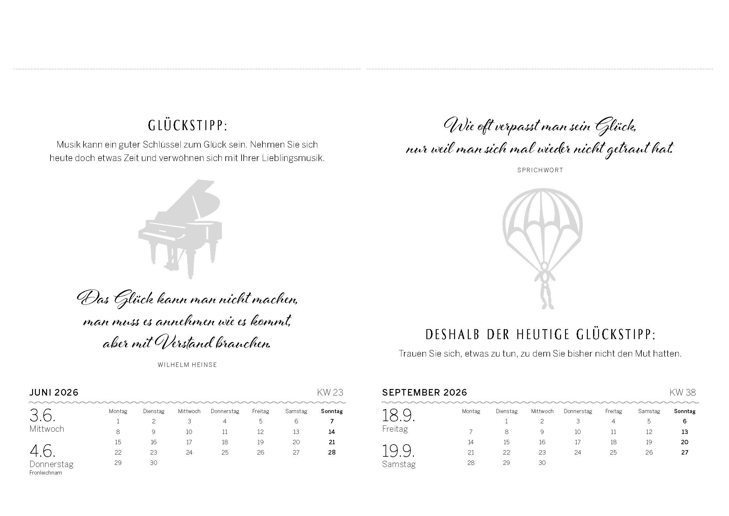 Beispielinhalt (Bild) Glückskalender 2026