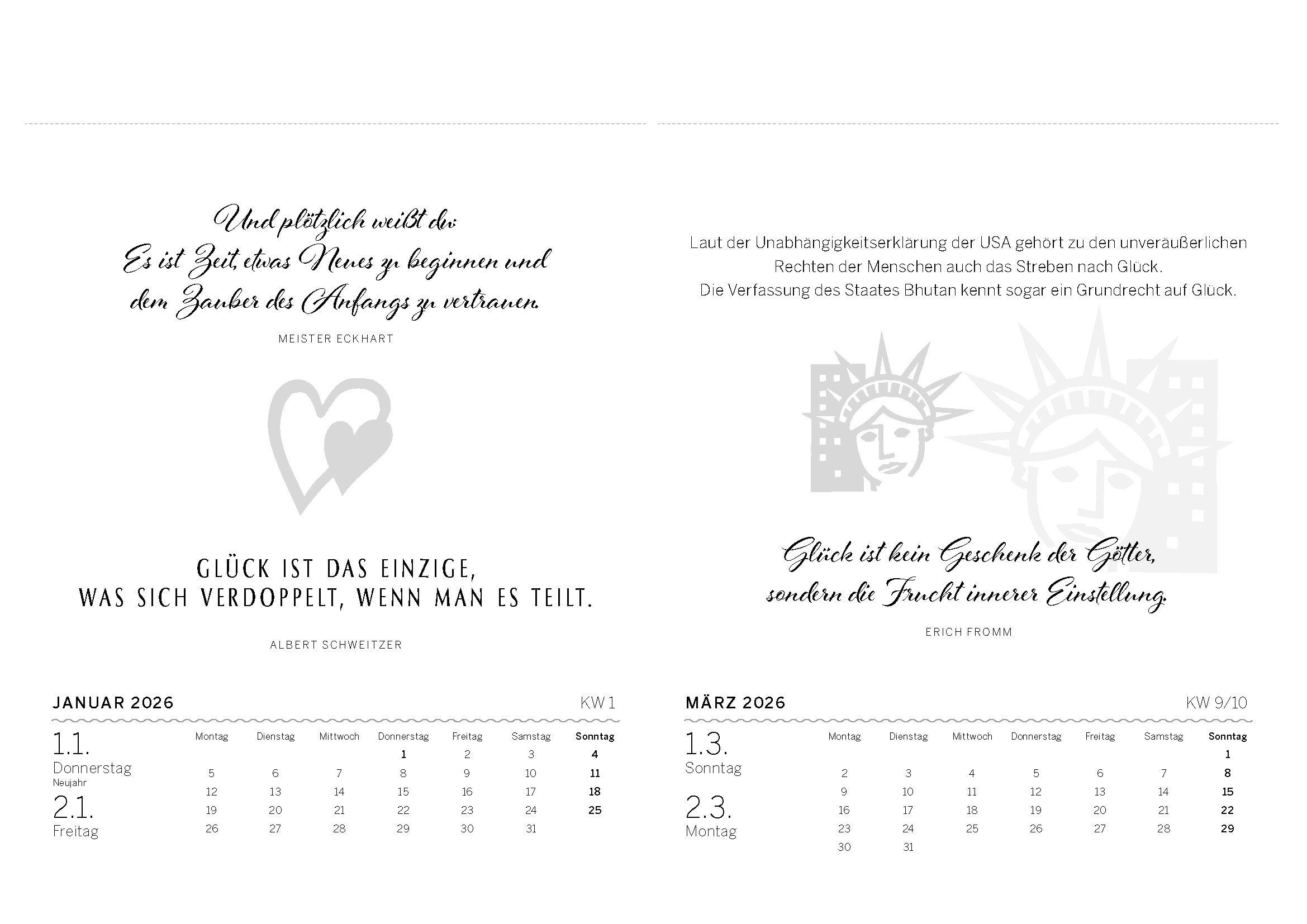 Beispielinhalt (Bild) Glückskalender 2026