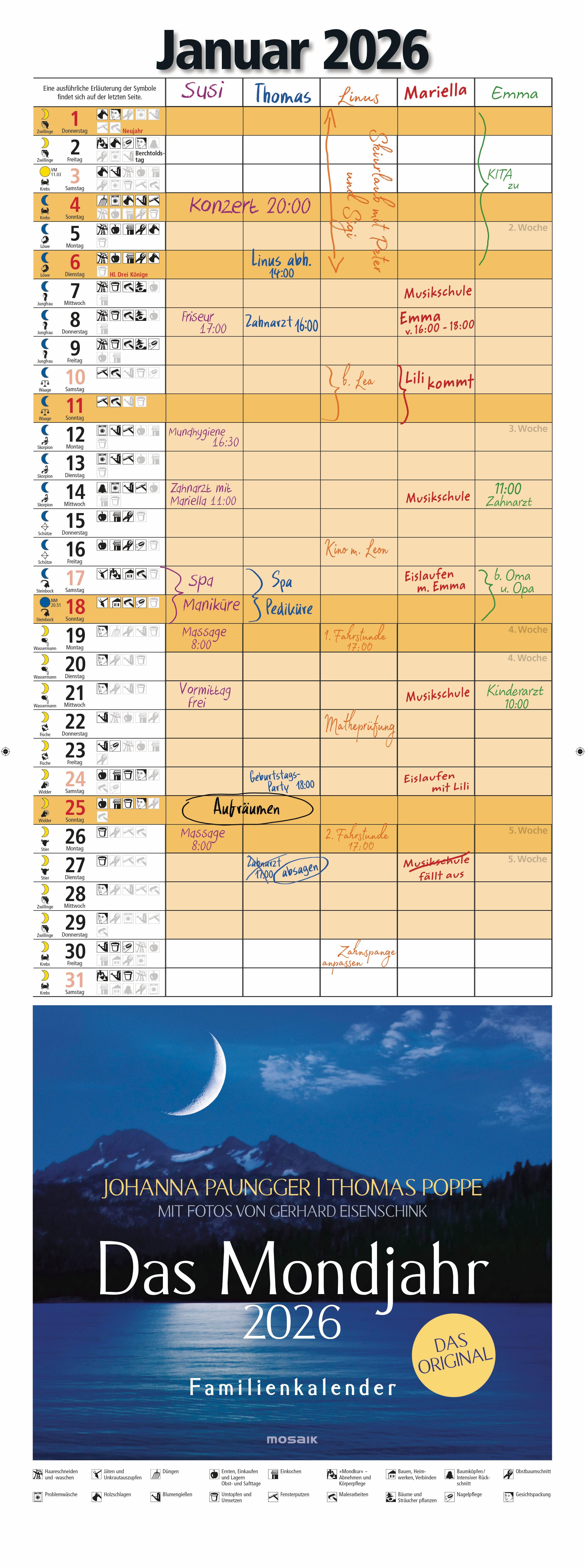 Vorderes Coverbild Das Mondjahr 2026 - Familienkalender